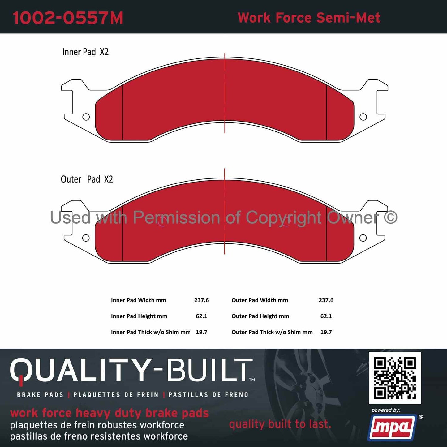 Other View of Front Disc Brake Pad Set MPA 1002-0557M