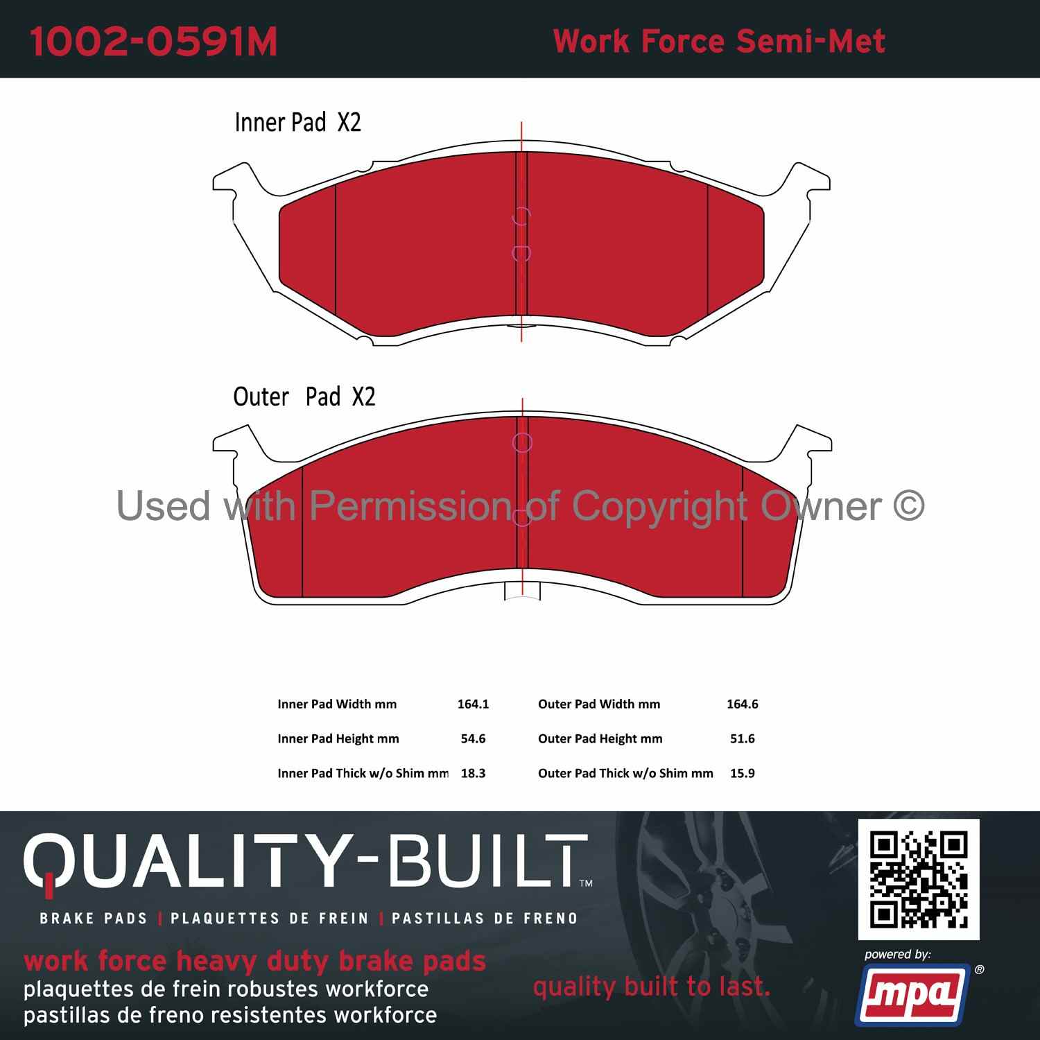 Other View of Front Disc Brake Pad Set MPA 1002-0591M