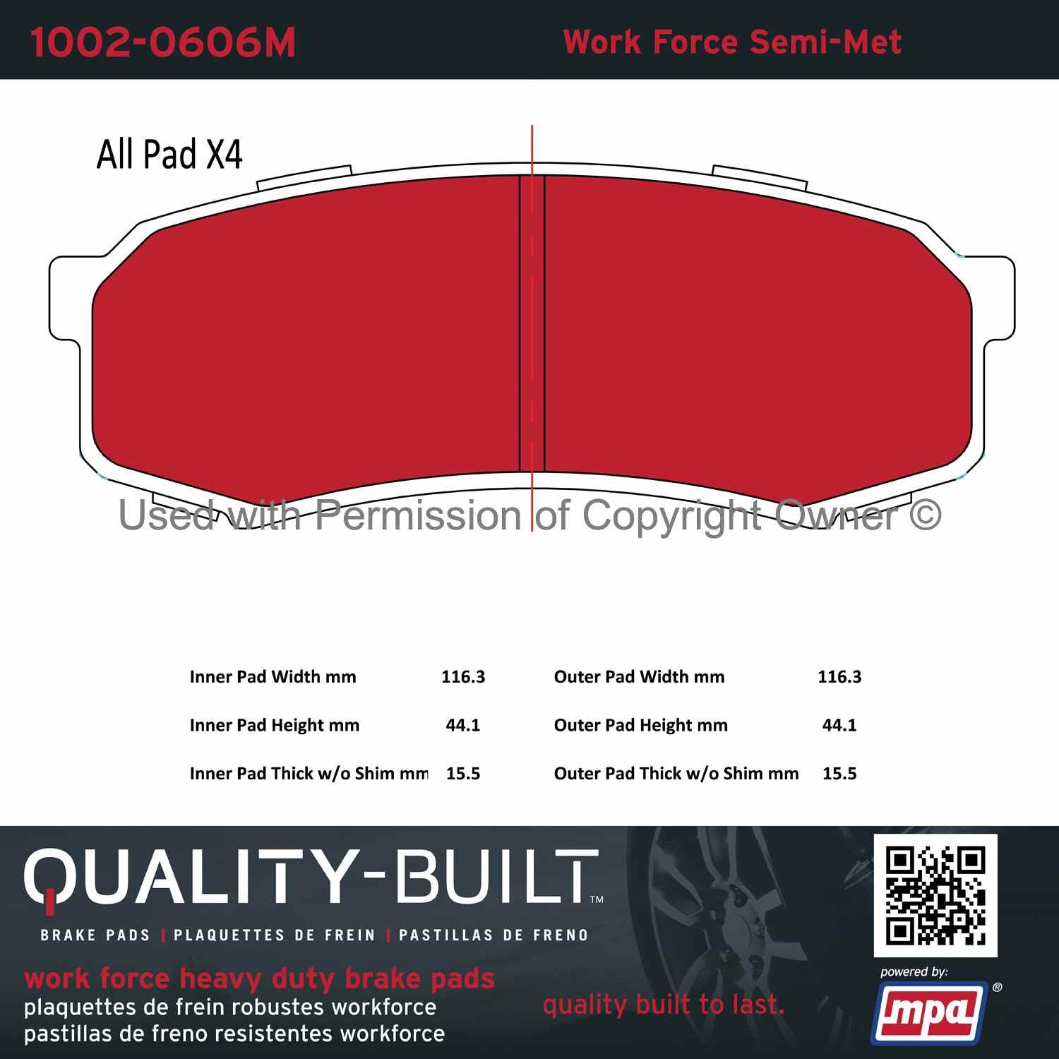 Other View of Rear Disc Brake Pad Set MPA 1002-0606M