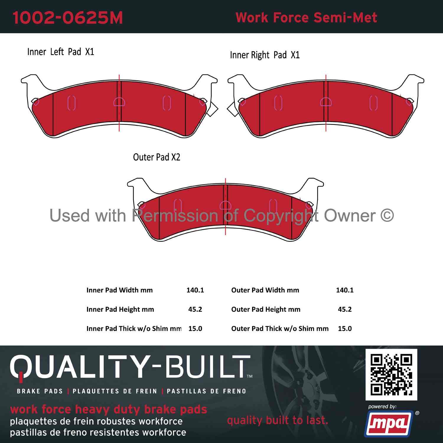 Other View of Rear Disc Brake Pad Set MPA 1002-0625M