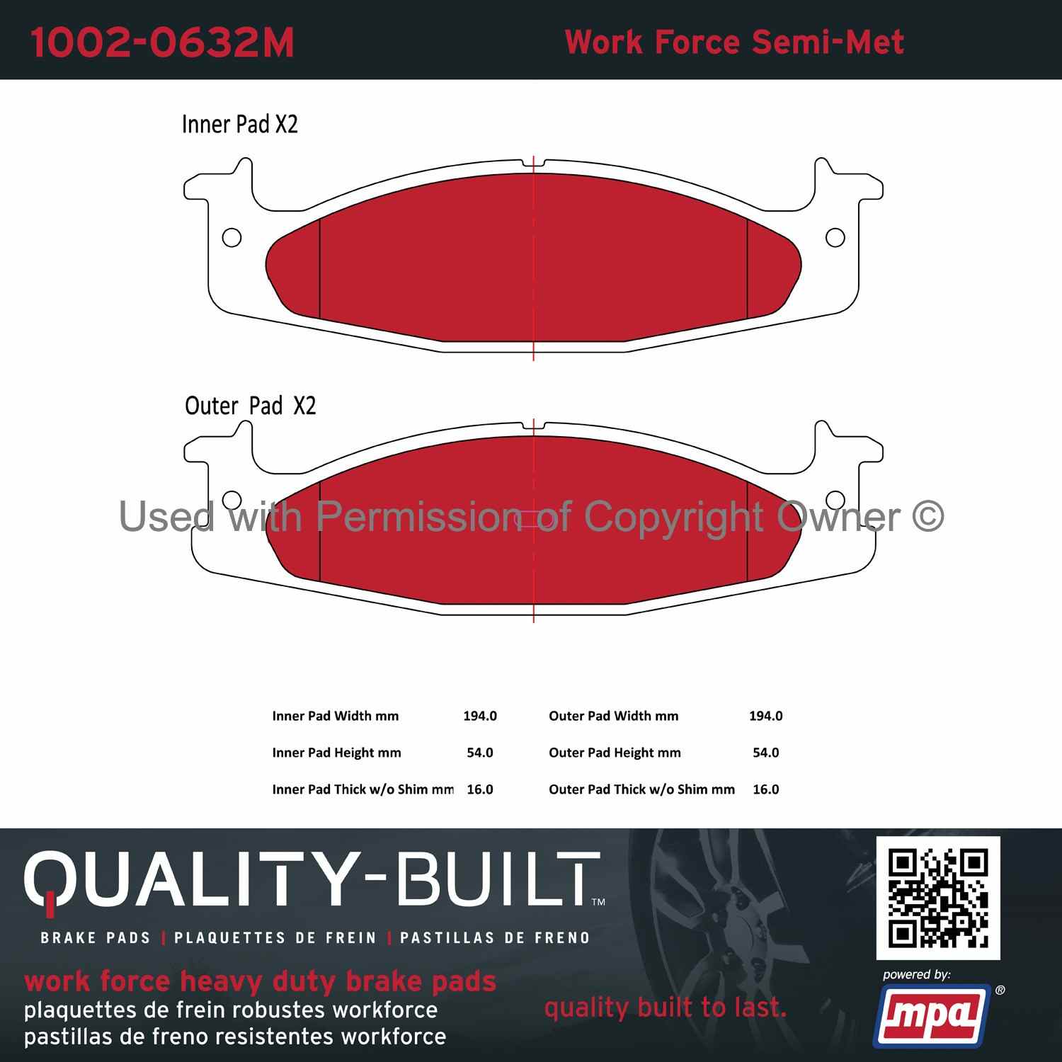 Other View of Front Disc Brake Pad Set MPA 1002-0632M