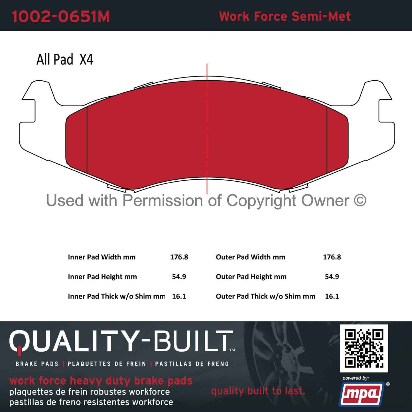 Other View of Rear Disc Brake Pad Set MPA 1002-0651M