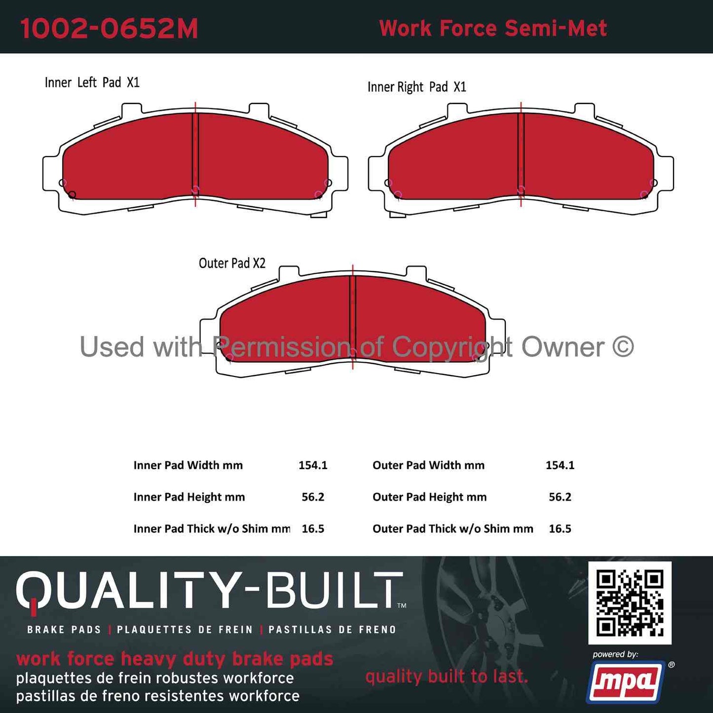 Other View of Front Disc Brake Pad Set MPA 1002-0652M