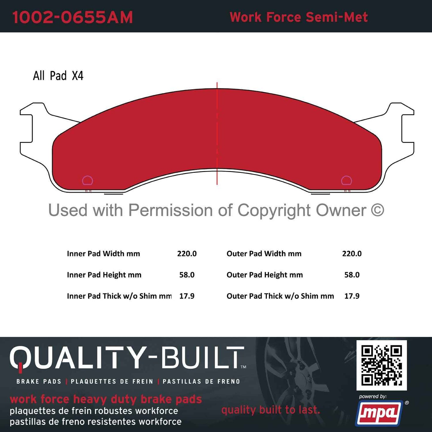 Other View of Front Disc Brake Pad Set MPA 1002-0655AM