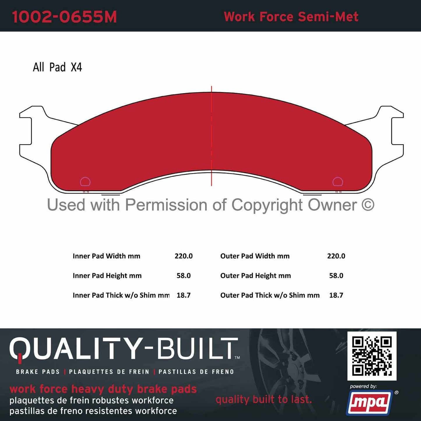 Other View of Front Disc Brake Pad Set MPA 1002-0655M