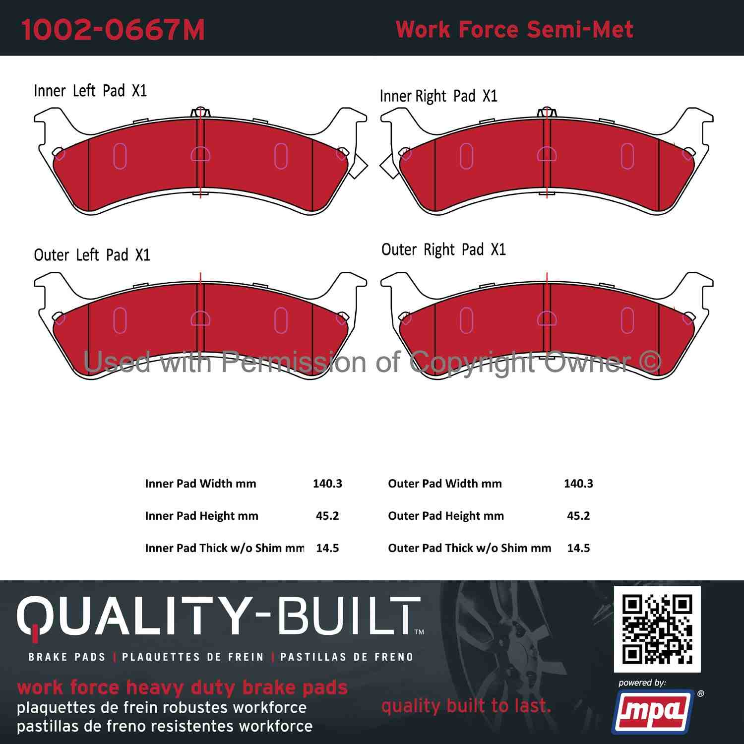 Other View of Rear Disc Brake Pad Set MPA 1002-0667M