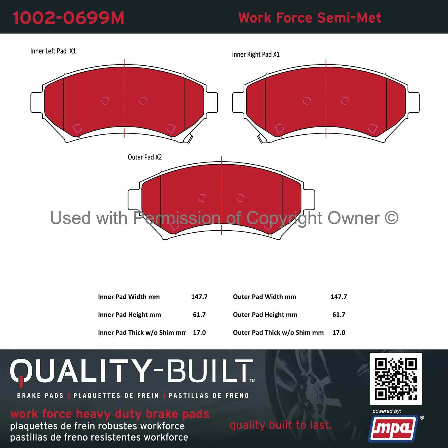 Other View of Front Disc Brake Pad Set MPA 1002-0699M