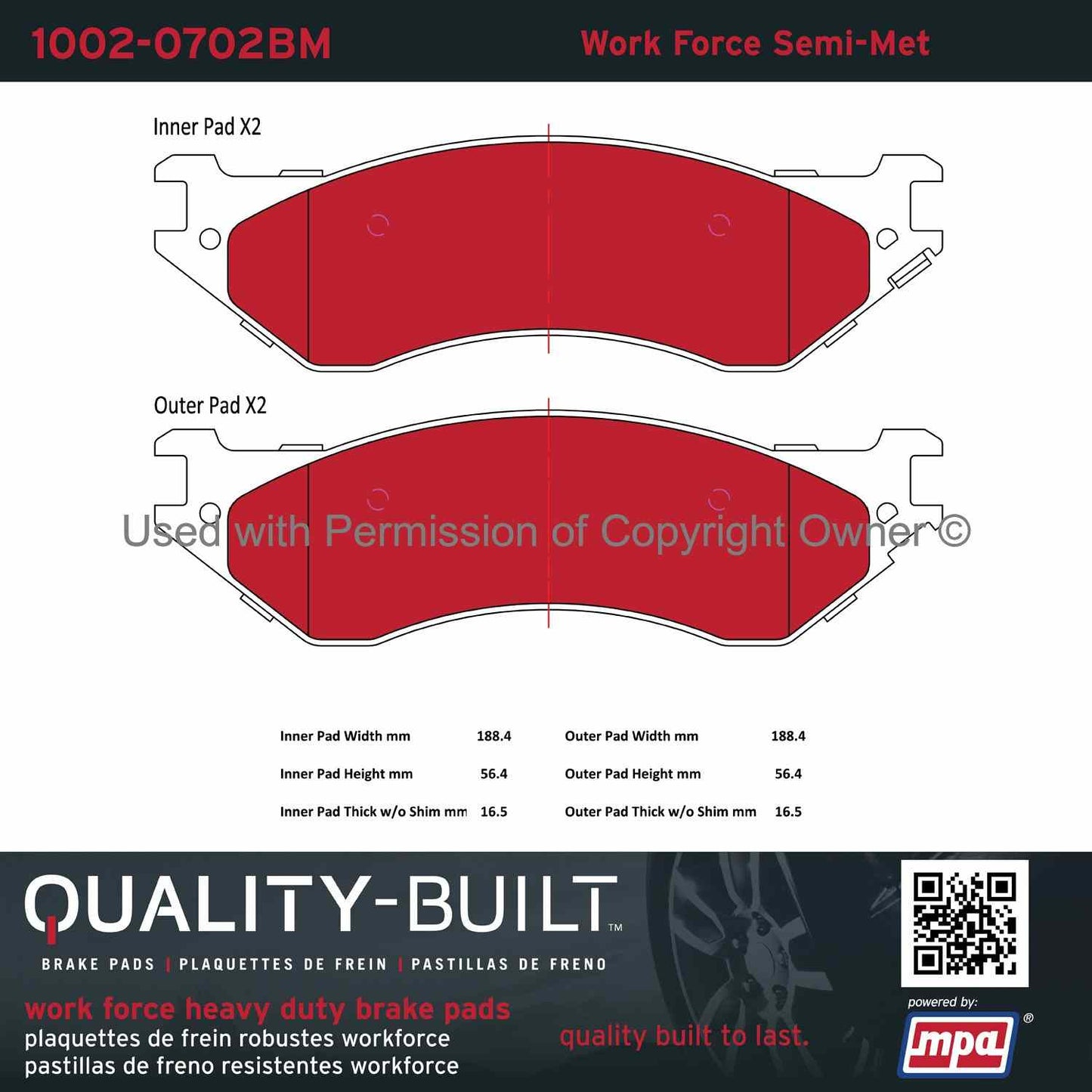 Other View of Front Disc Brake Pad Set MPA 1002-0702BM