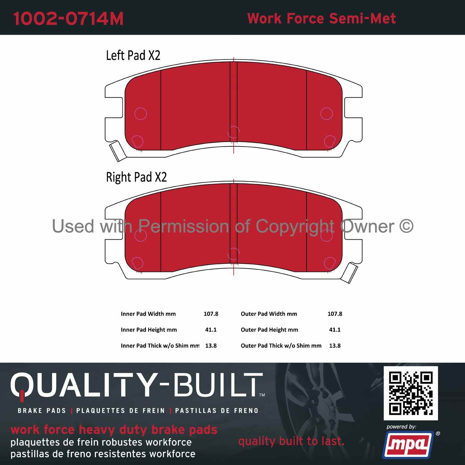 Other View of Rear Disc Brake Pad Set MPA 1002-0714M