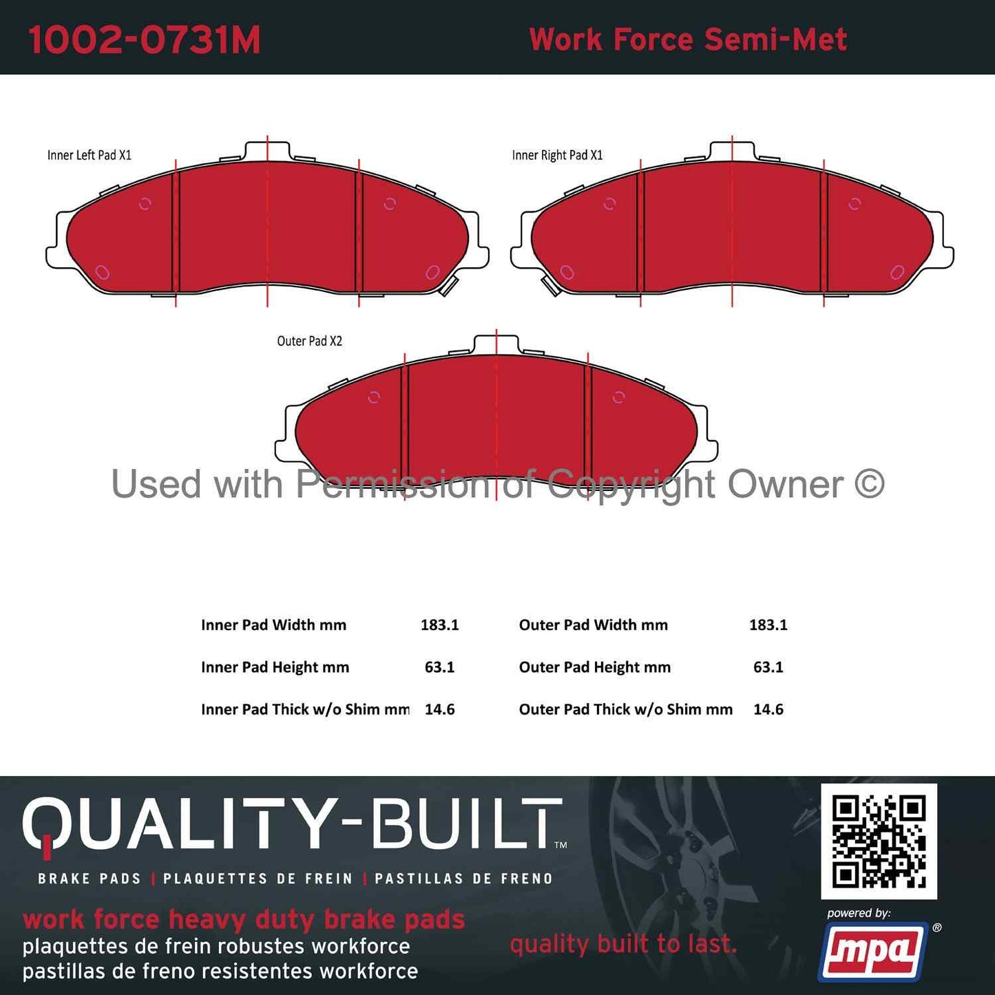 Other View of Front Disc Brake Pad Set MPA 1002-0731M