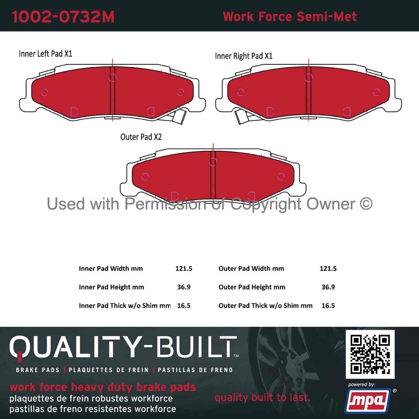 Other View of Rear Disc Brake Pad Set MPA 1002-0732M