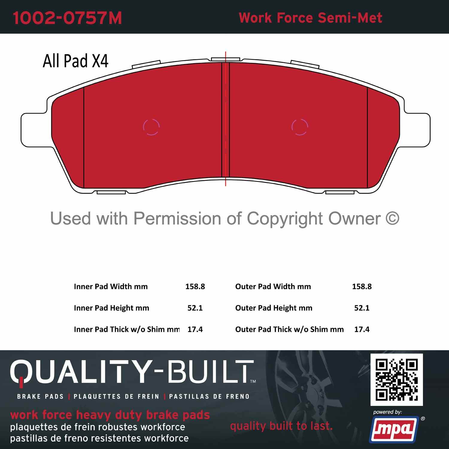 Other View of Rear Disc Brake Pad Set MPA 1002-0757M