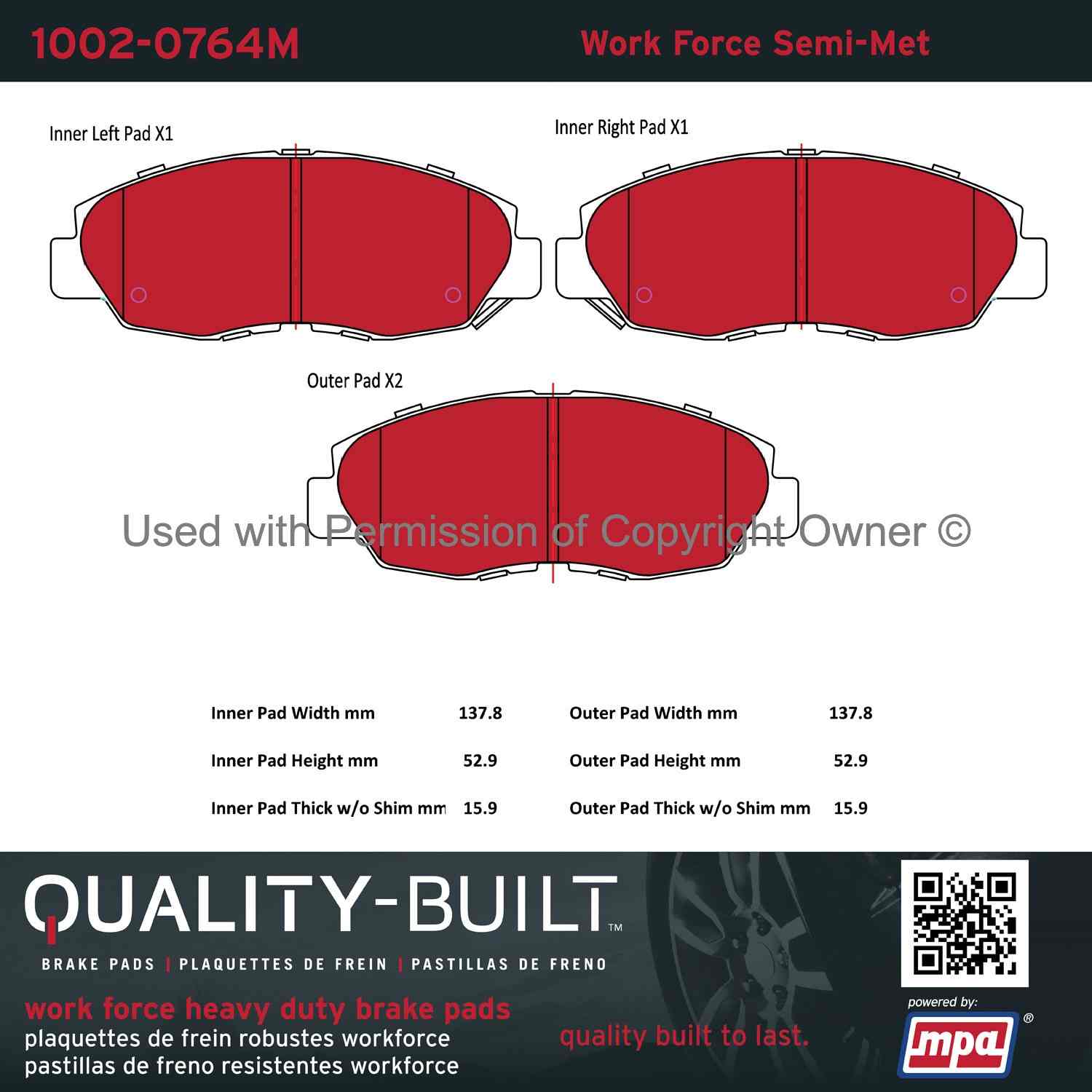 Other View of Front Disc Brake Pad Set MPA 1002-0764M