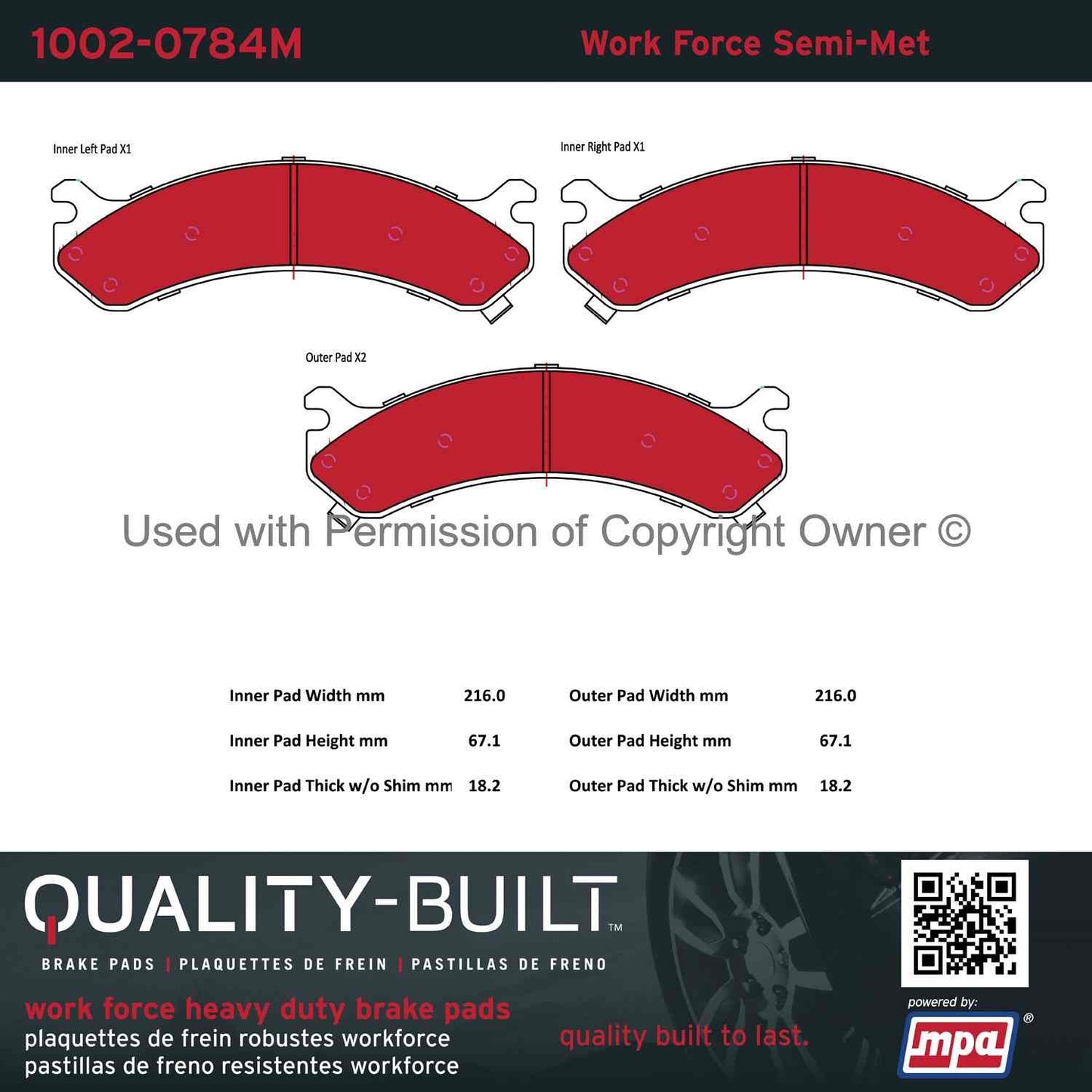 Other View of Front Disc Brake Pad Set MPA 1002-0784M