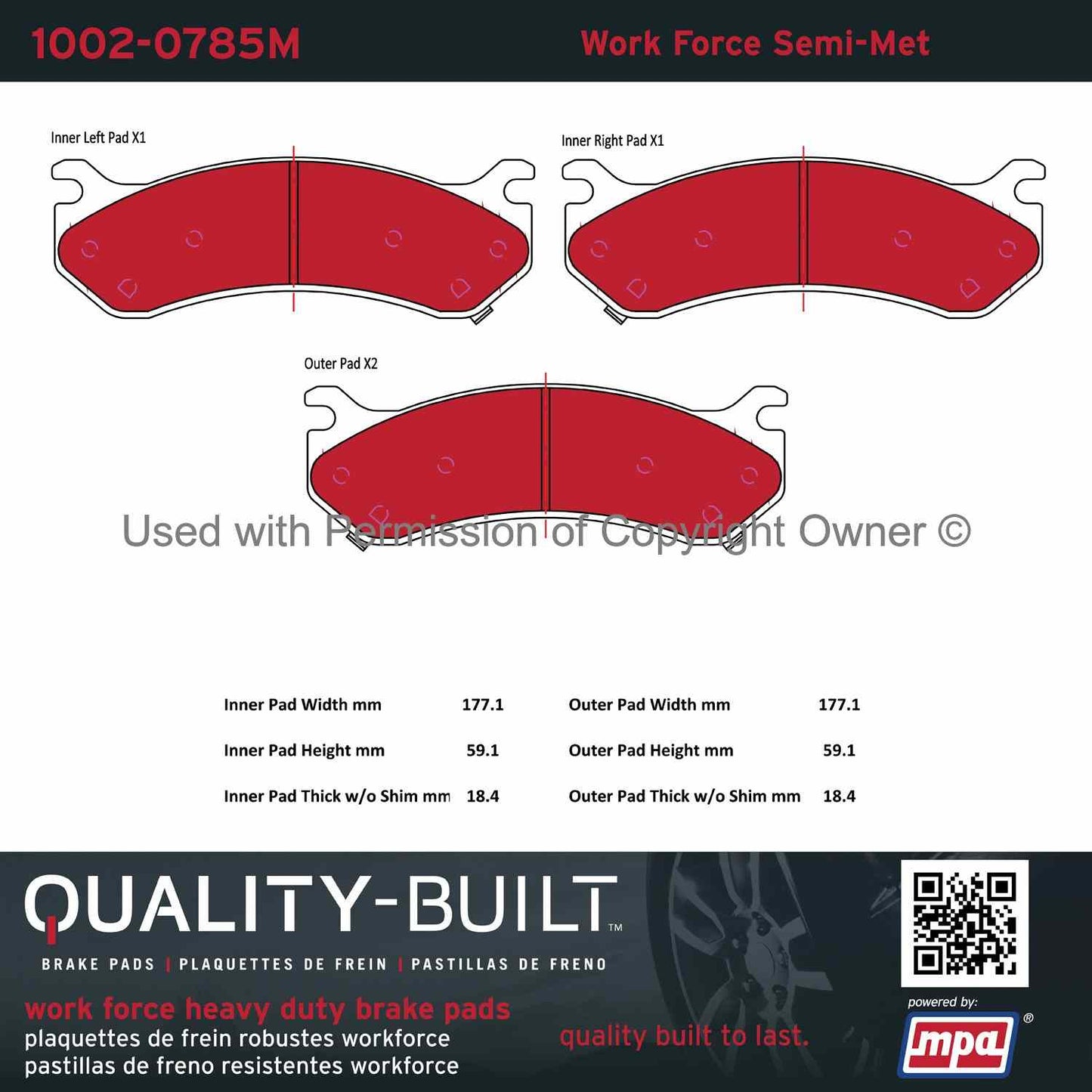 Other View of Front Disc Brake Pad Set MPA 1002-0785M