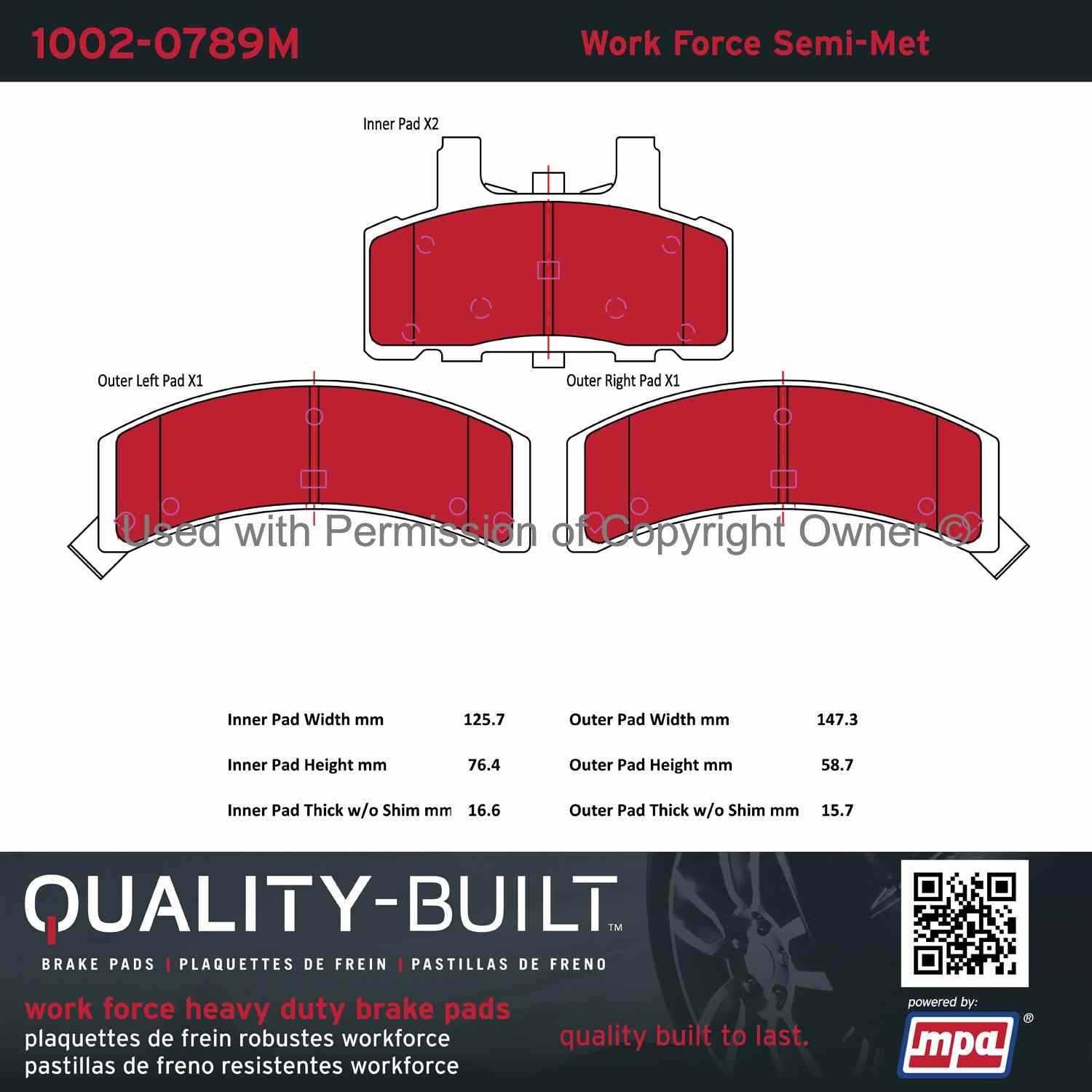 Other View of Front Disc Brake Pad Set MPA 1002-0789M