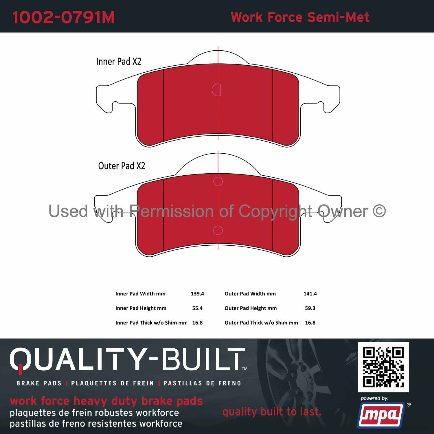 Other View of Rear Disc Brake Pad Set MPA 1002-0791M