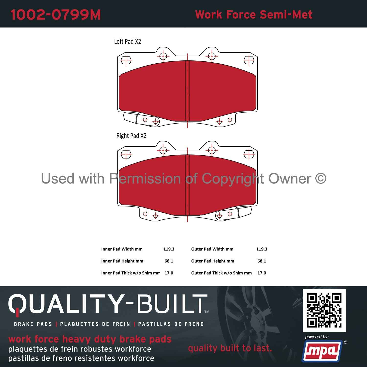 Other View of Front Disc Brake Pad Set MPA 1002-0799M