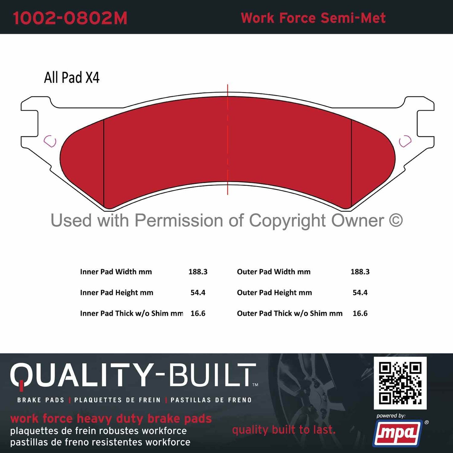 Other View of Rear Disc Brake Pad Set MPA 1002-0802M