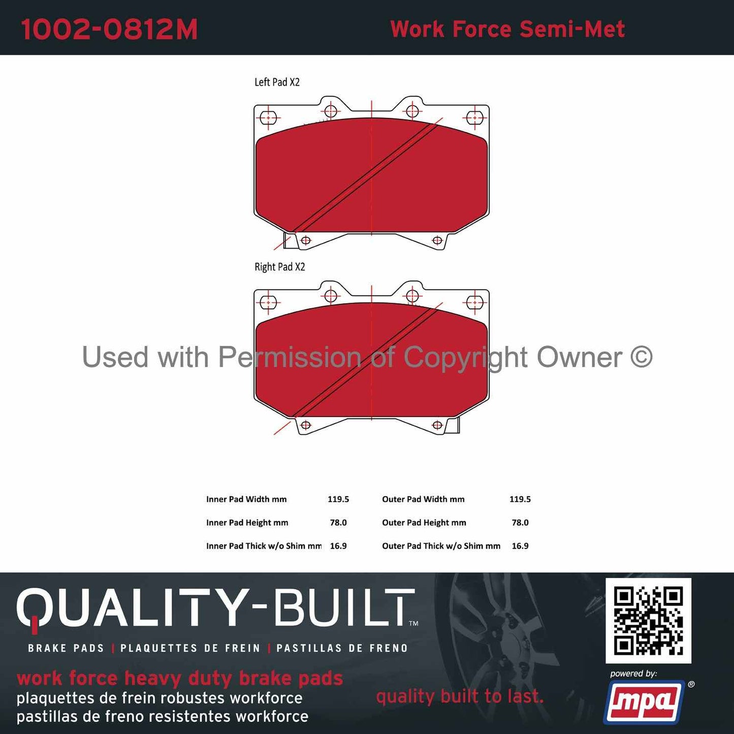 Other View of Front Disc Brake Pad Set MPA 1002-0812M