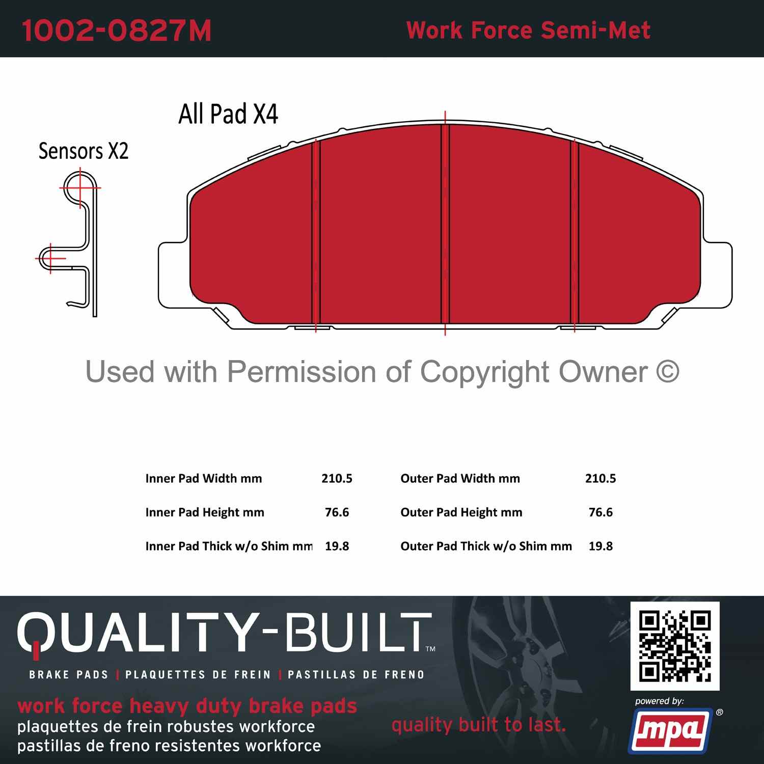 Other View of Front Disc Brake Pad Set MPA 1002-0827M