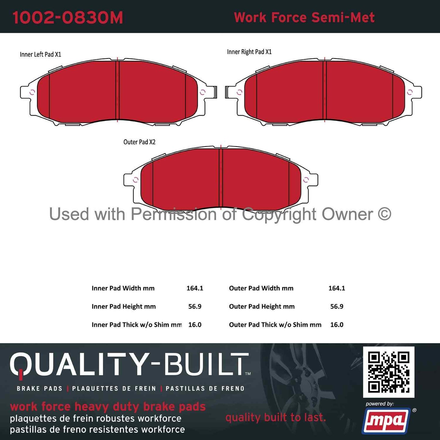 Other View of Front Disc Brake Pad Set MPA 1002-0830M