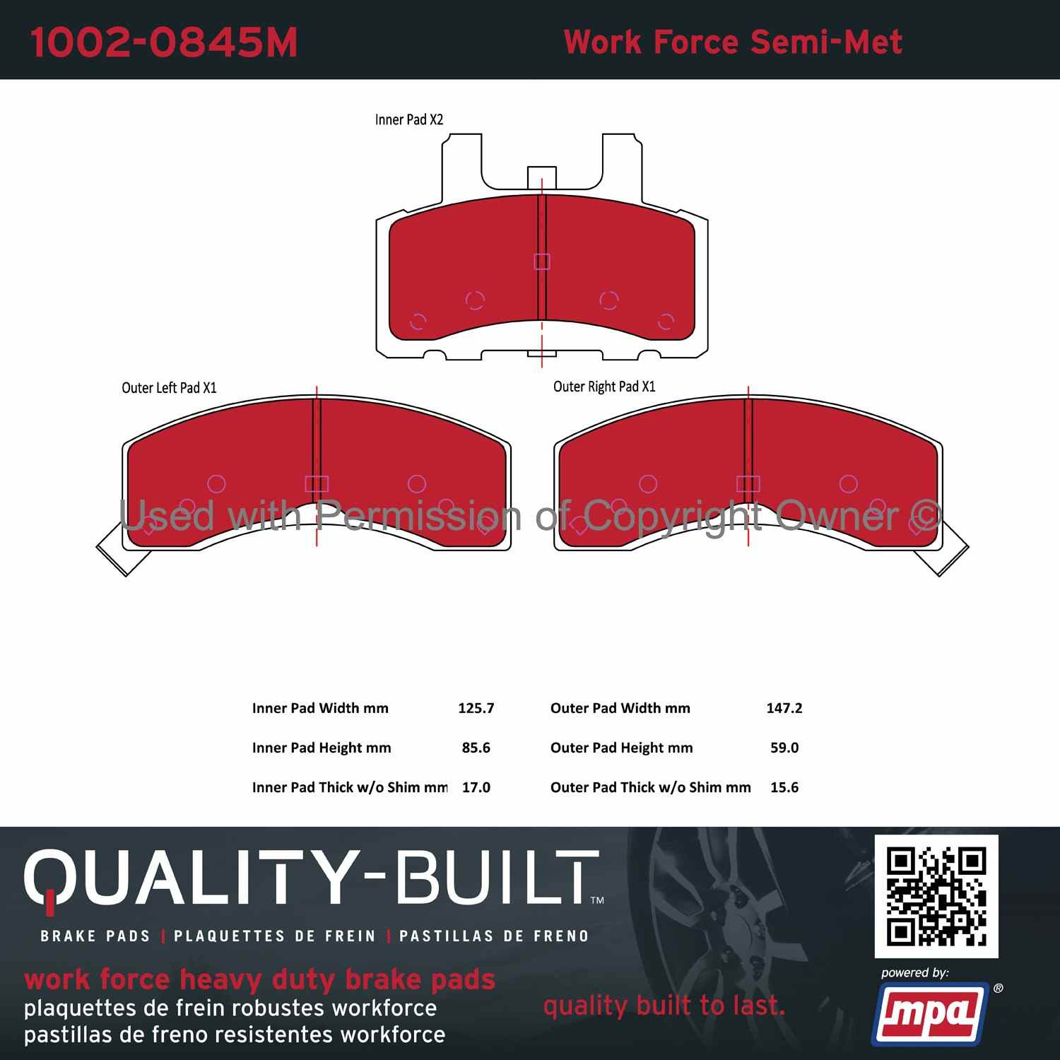 Other View of Front Disc Brake Pad Set MPA 1002-0845M