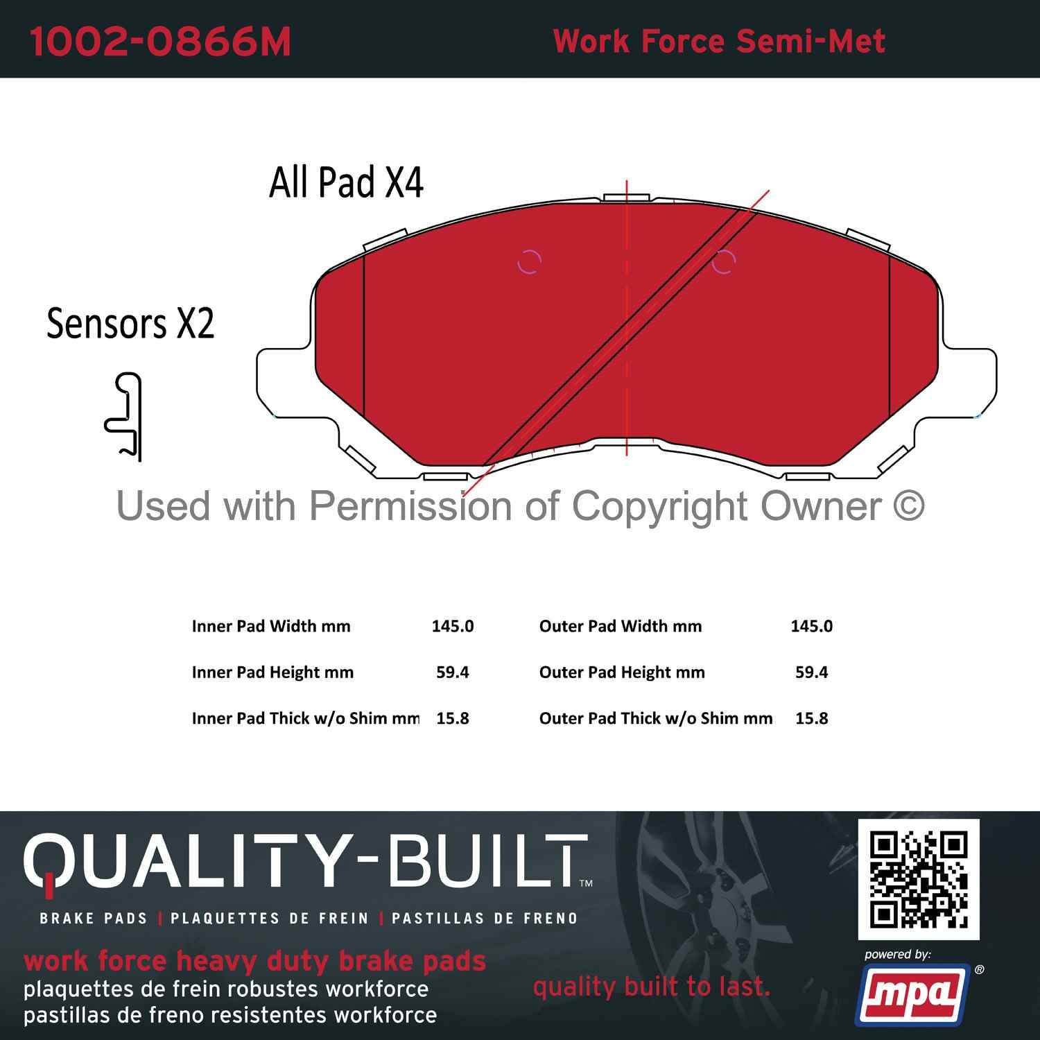 Other View of Front Disc Brake Pad Set MPA 1002-0866M