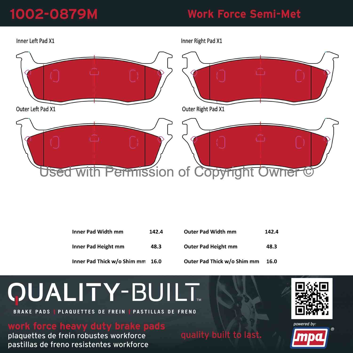 Other View of Rear Disc Brake Pad Set MPA 1002-0879M