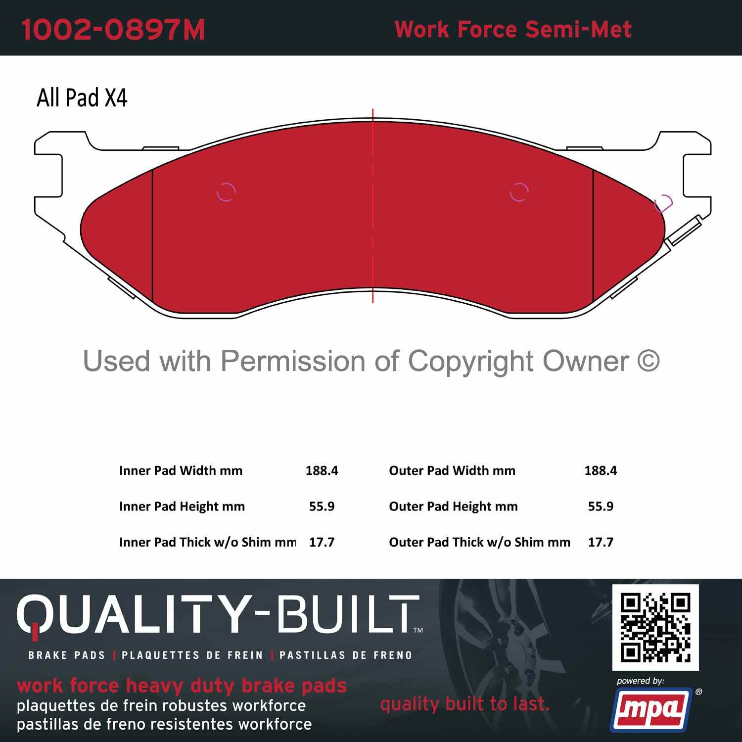 Other View of Front Disc Brake Pad Set MPA 1002-0897M