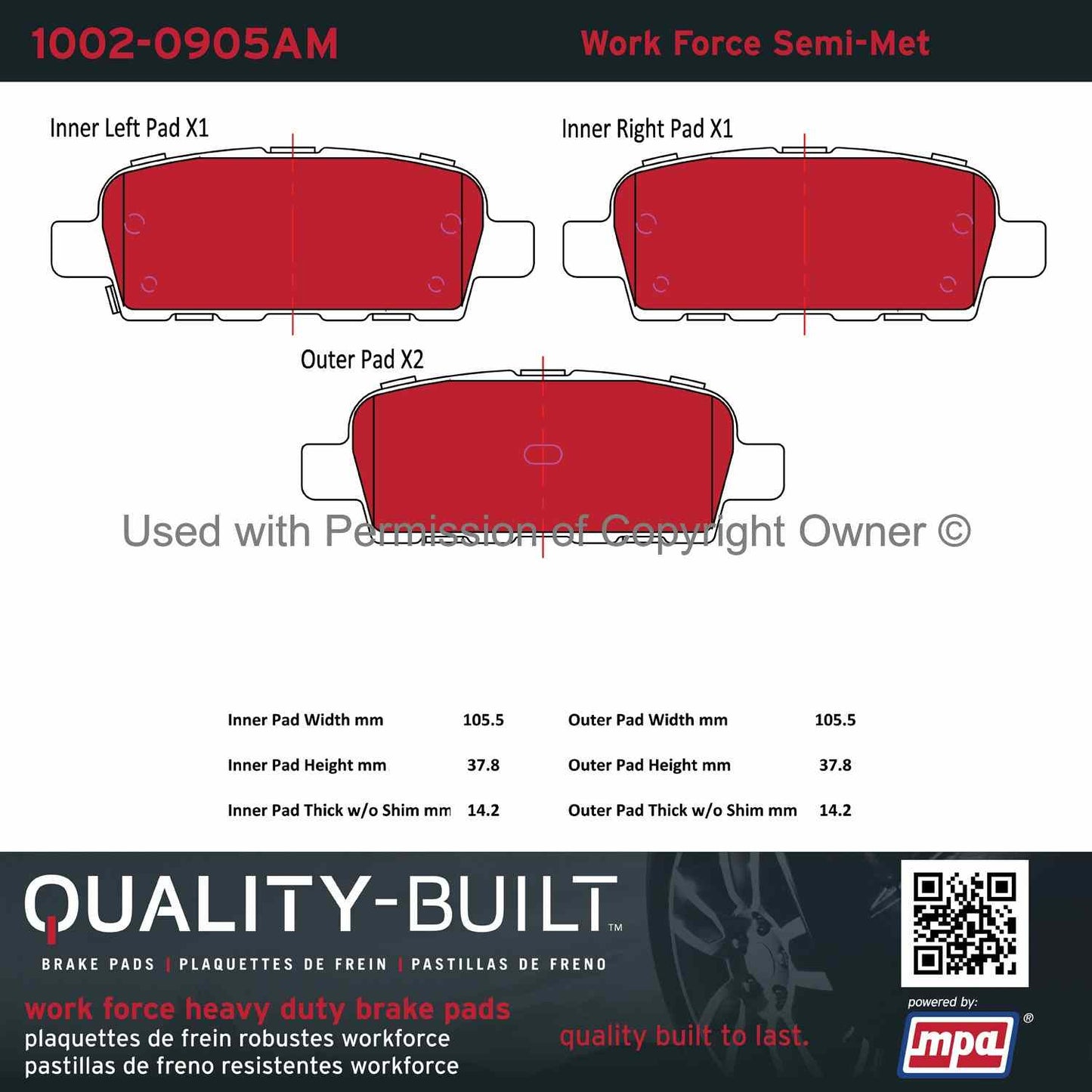 Other View of Rear Disc Brake Pad Set MPA 1002-0905AM