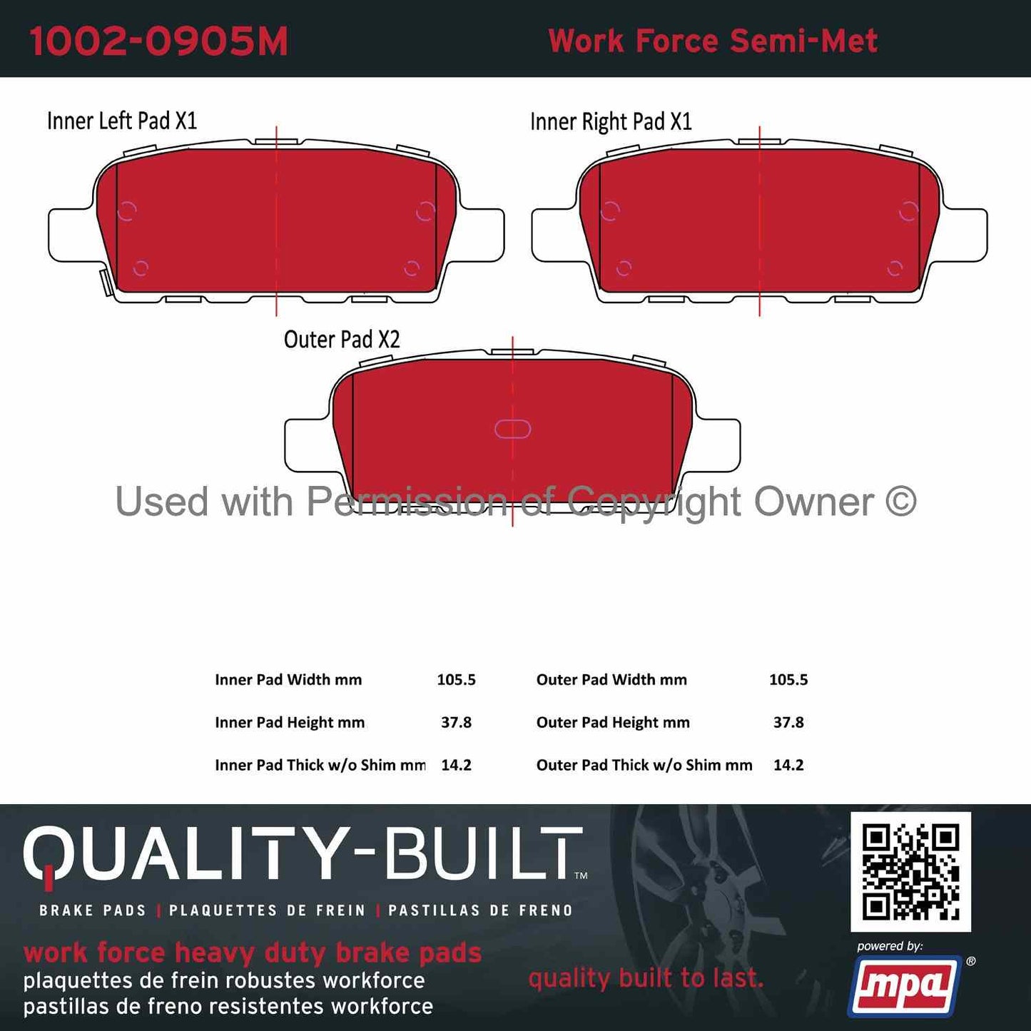 Other View of Rear Disc Brake Pad Set MPA 1002-0905M