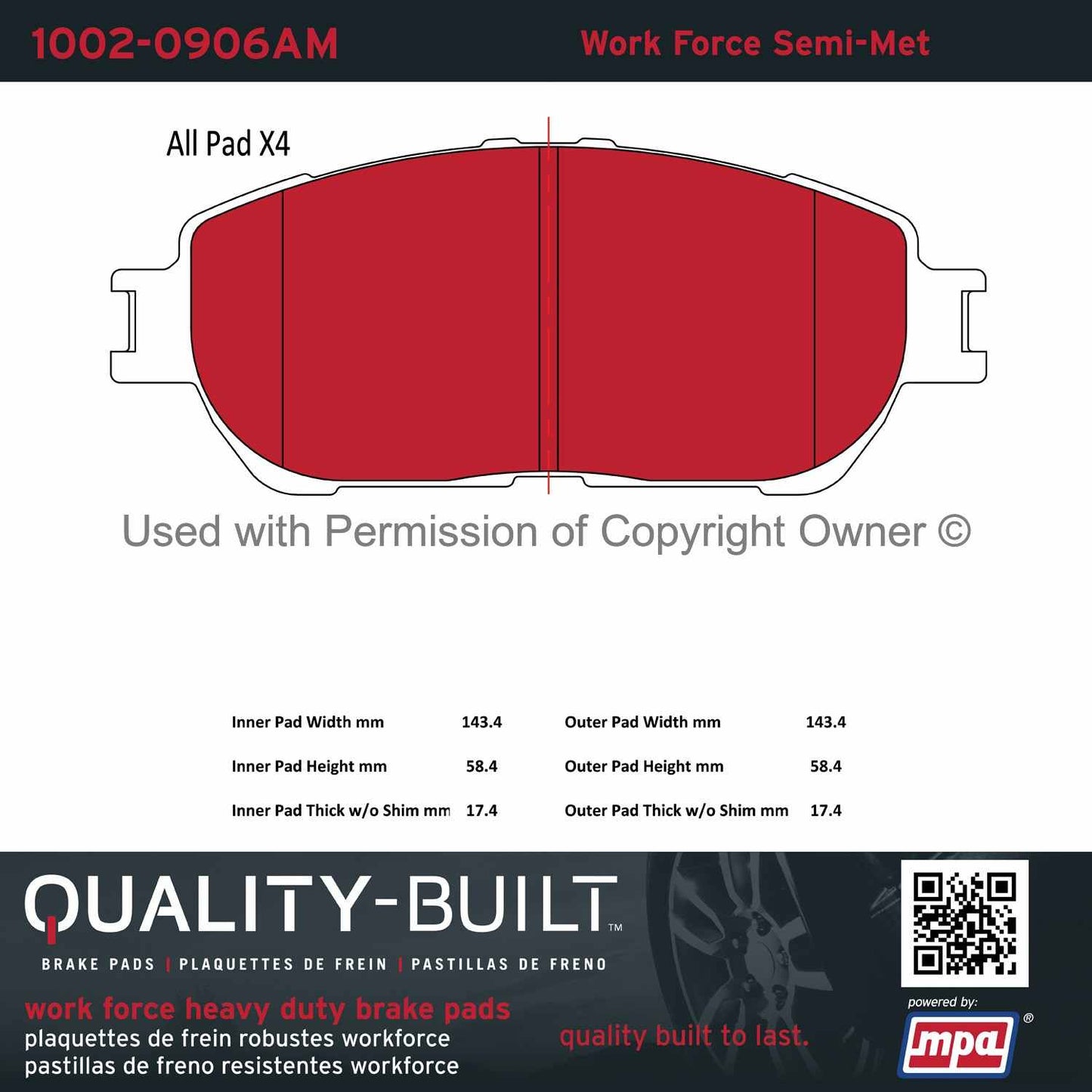 Other View of Front Disc Brake Pad Set MPA 1002-0906AM