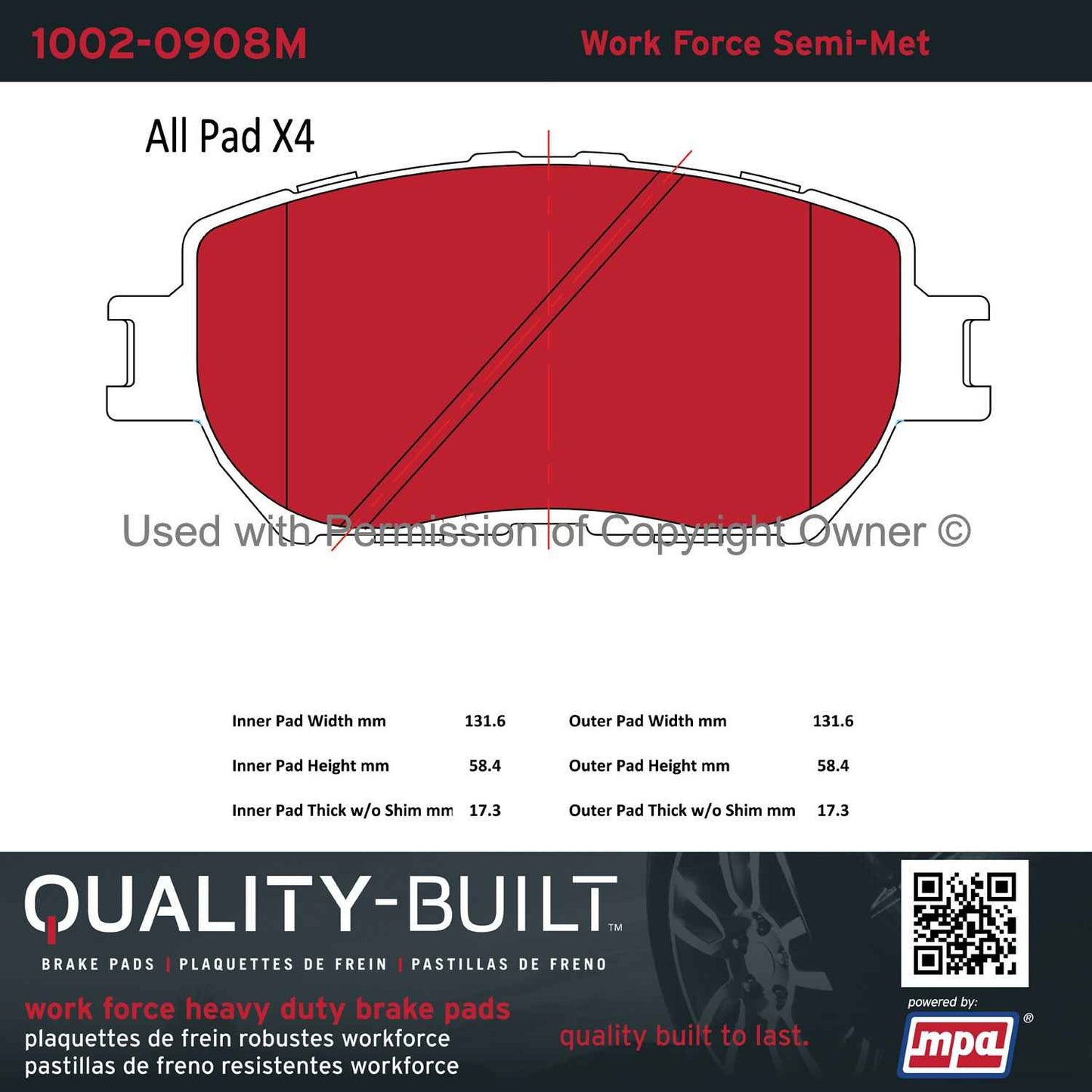 Other View of Front Disc Brake Pad Set MPA 1002-0908M