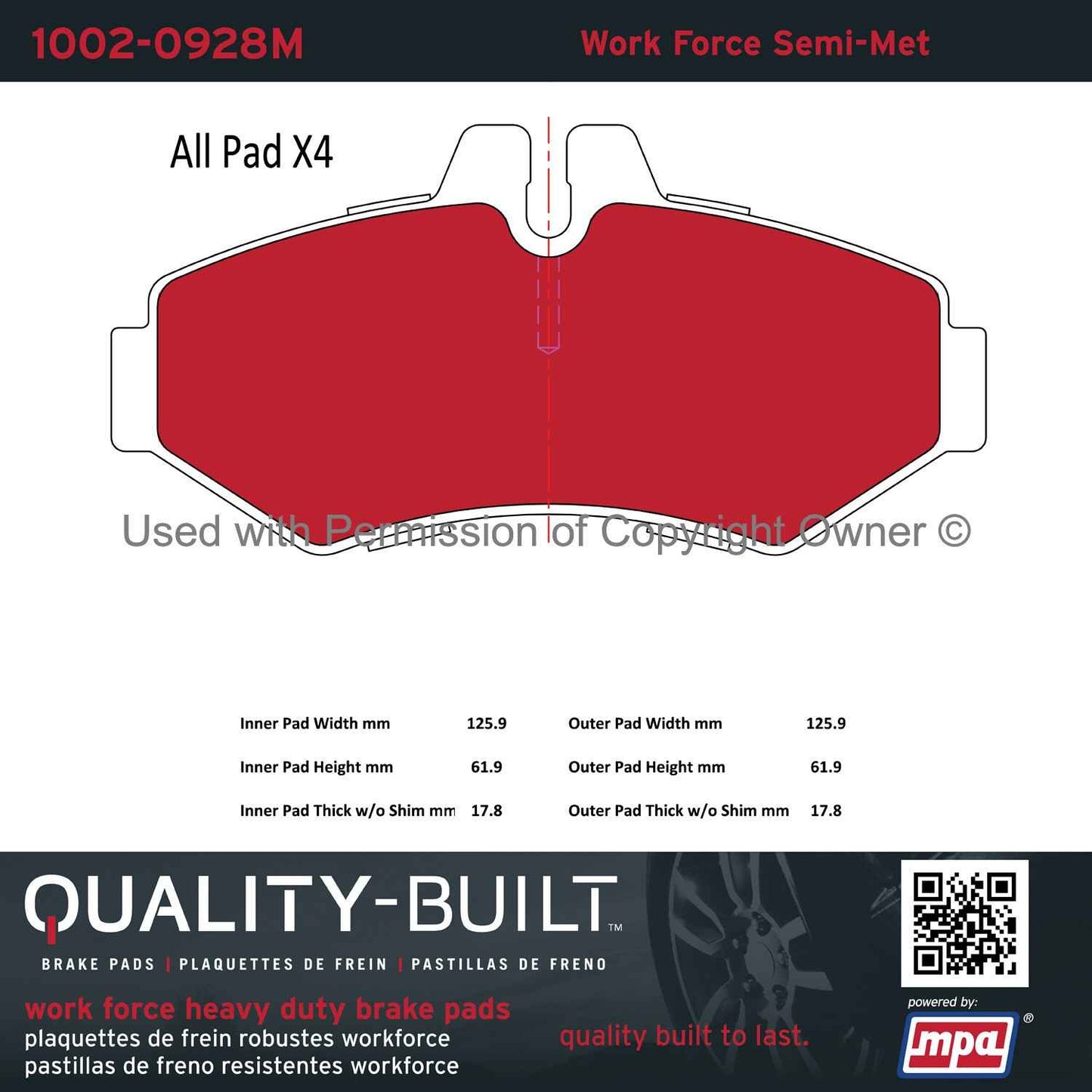 Other View of Rear Disc Brake Pad Set MPA 1002-0928M