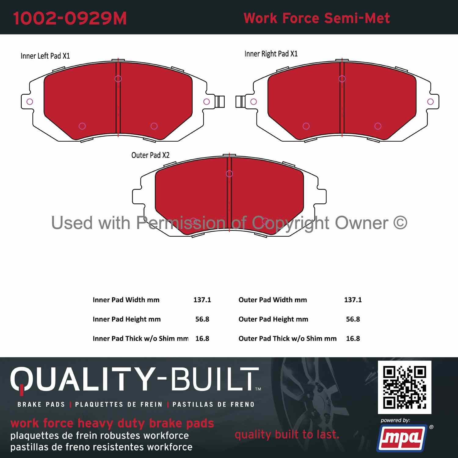 Other View of Front Disc Brake Pad Set MPA 1002-0929M