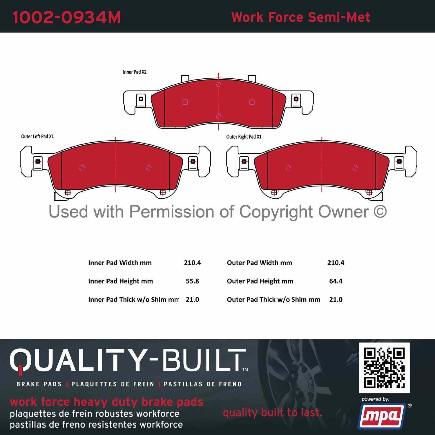 Other View of Front Disc Brake Pad Set MPA 1002-0934M