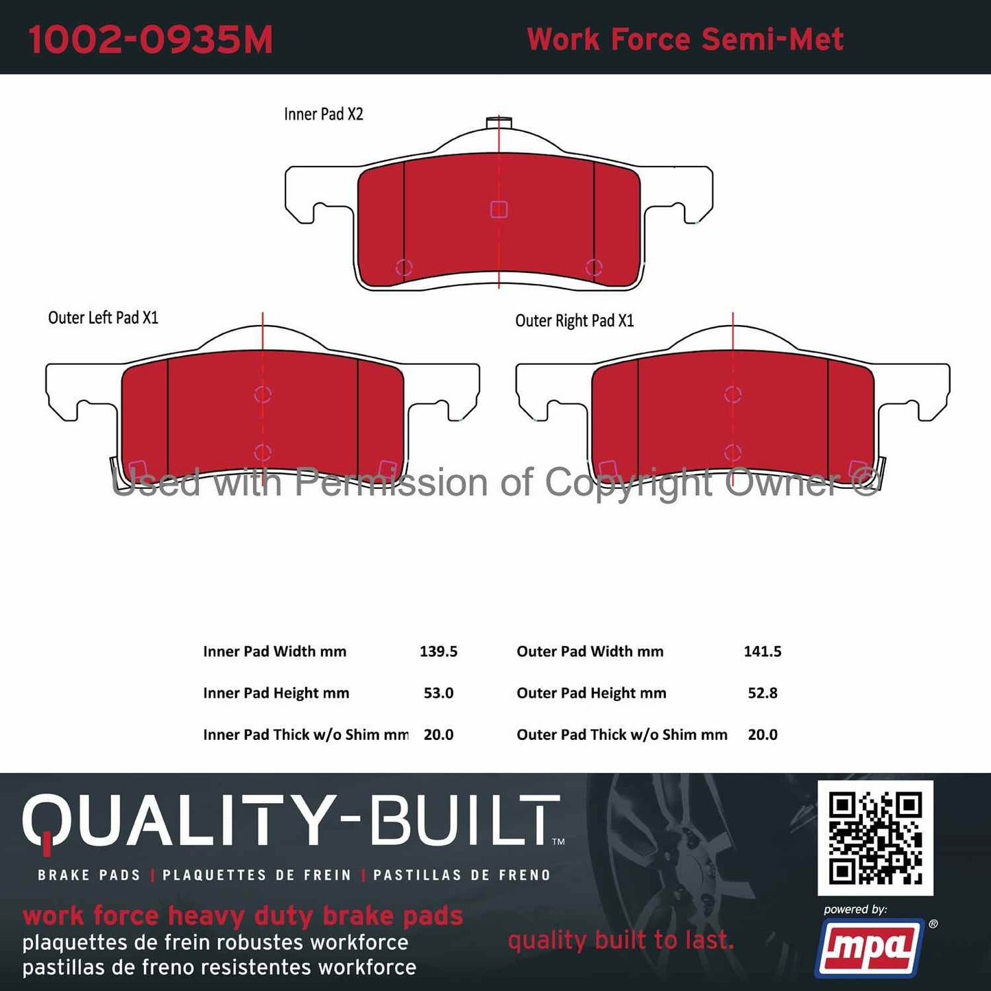 Other View of Rear Disc Brake Pad Set MPA 1002-0935M