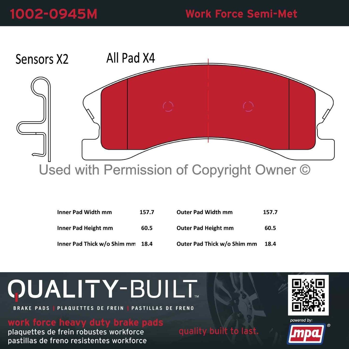 Other View of Front Disc Brake Pad Set MPA 1002-0945M