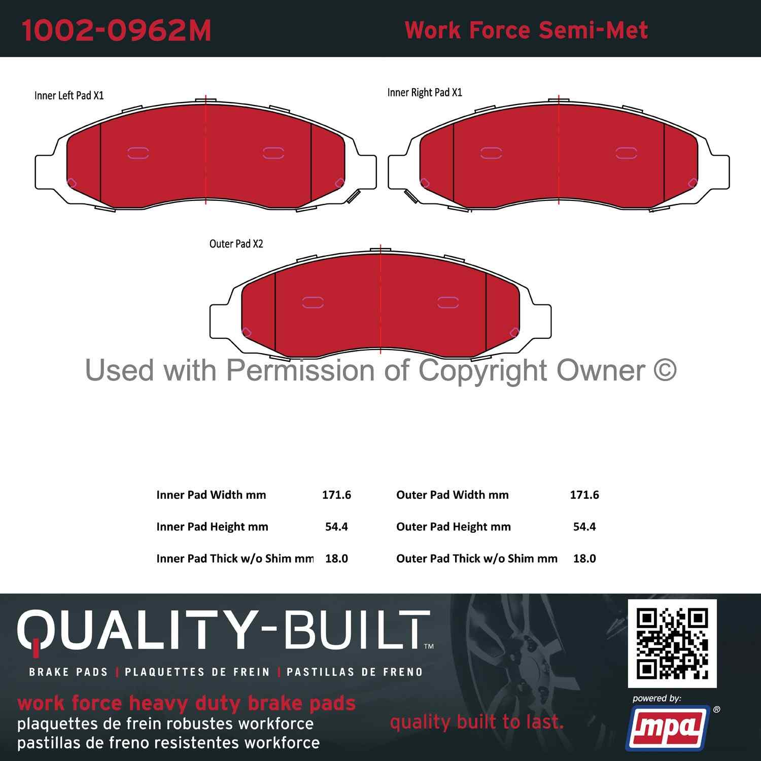 Other View of Front Disc Brake Pad Set MPA 1002-0962M