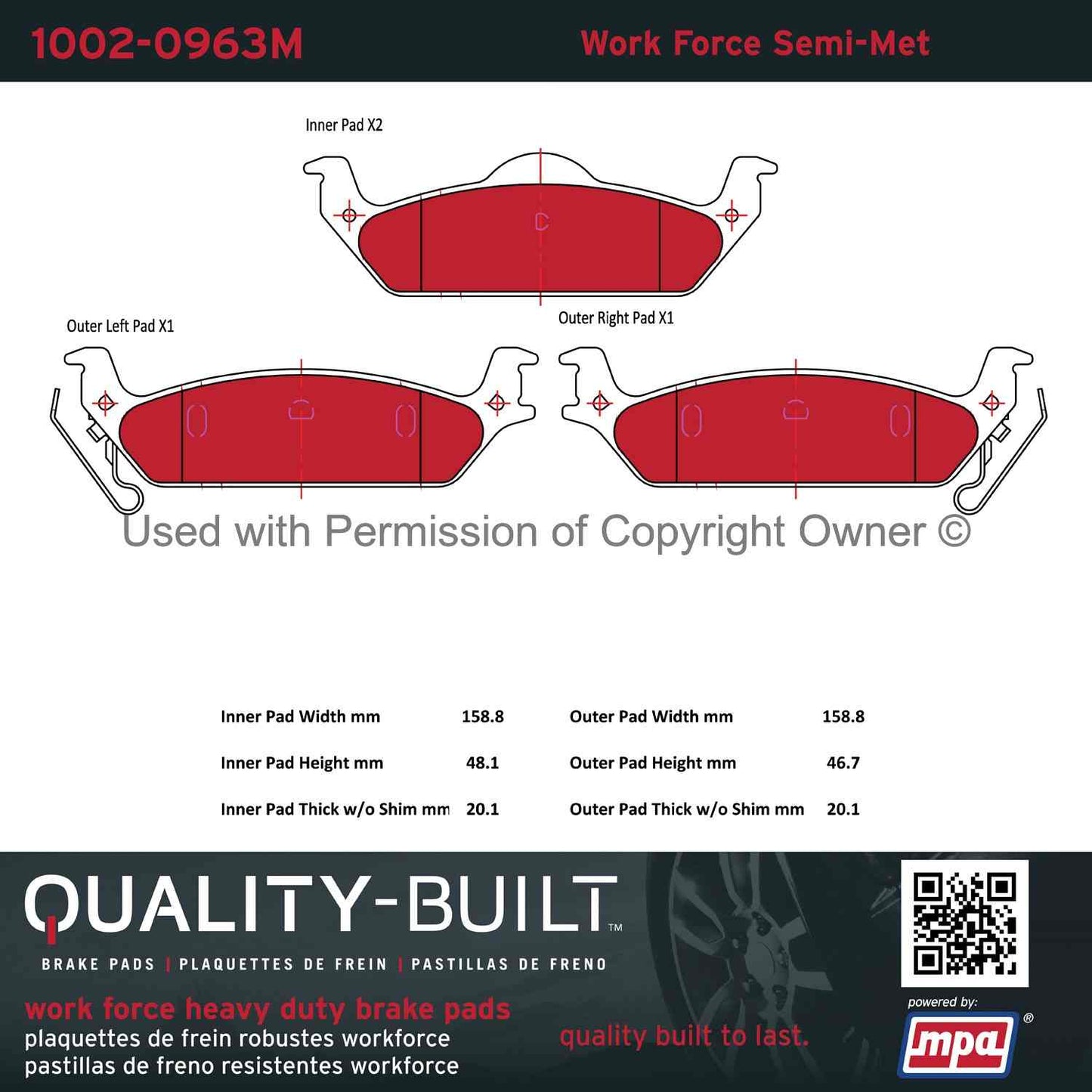 Other View of Rear Disc Brake Pad Set MPA 1002-0963M