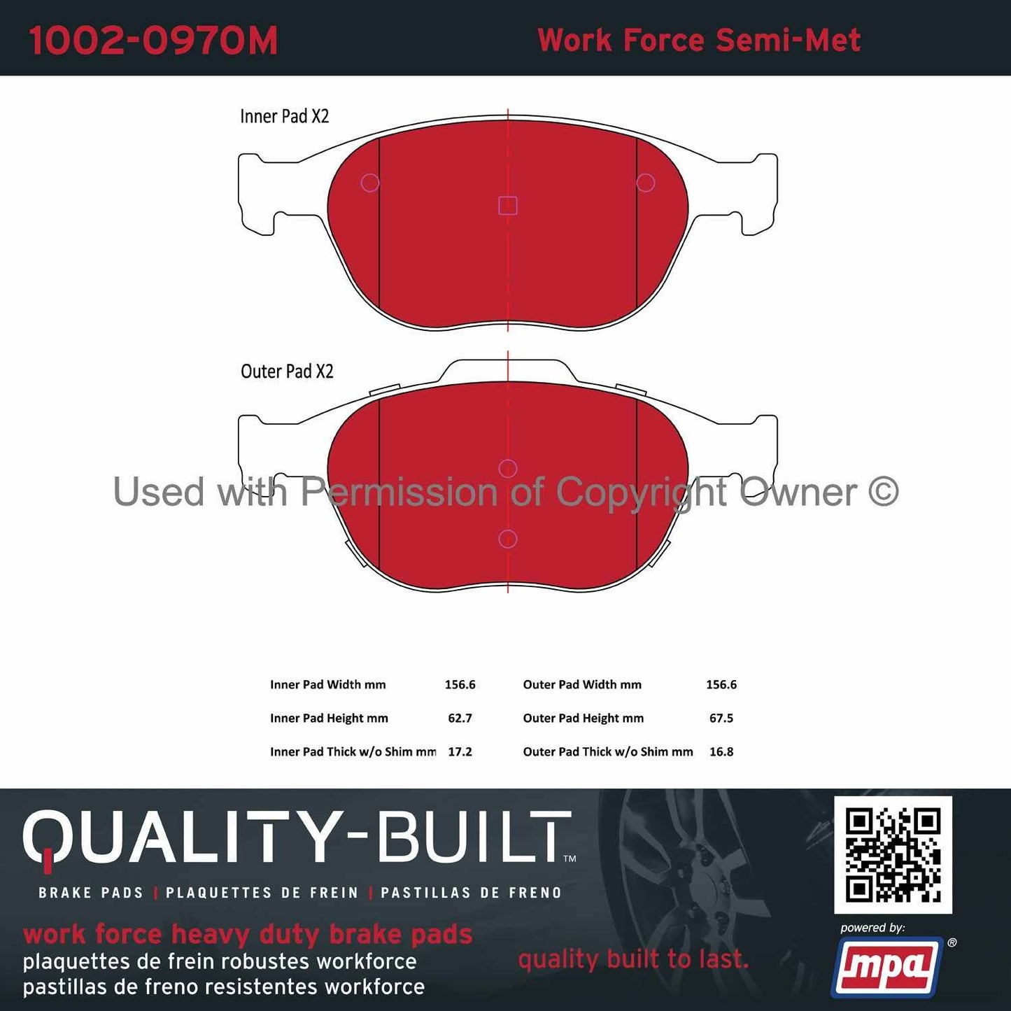 Other View of Front Disc Brake Pad Set MPA 1002-0970M