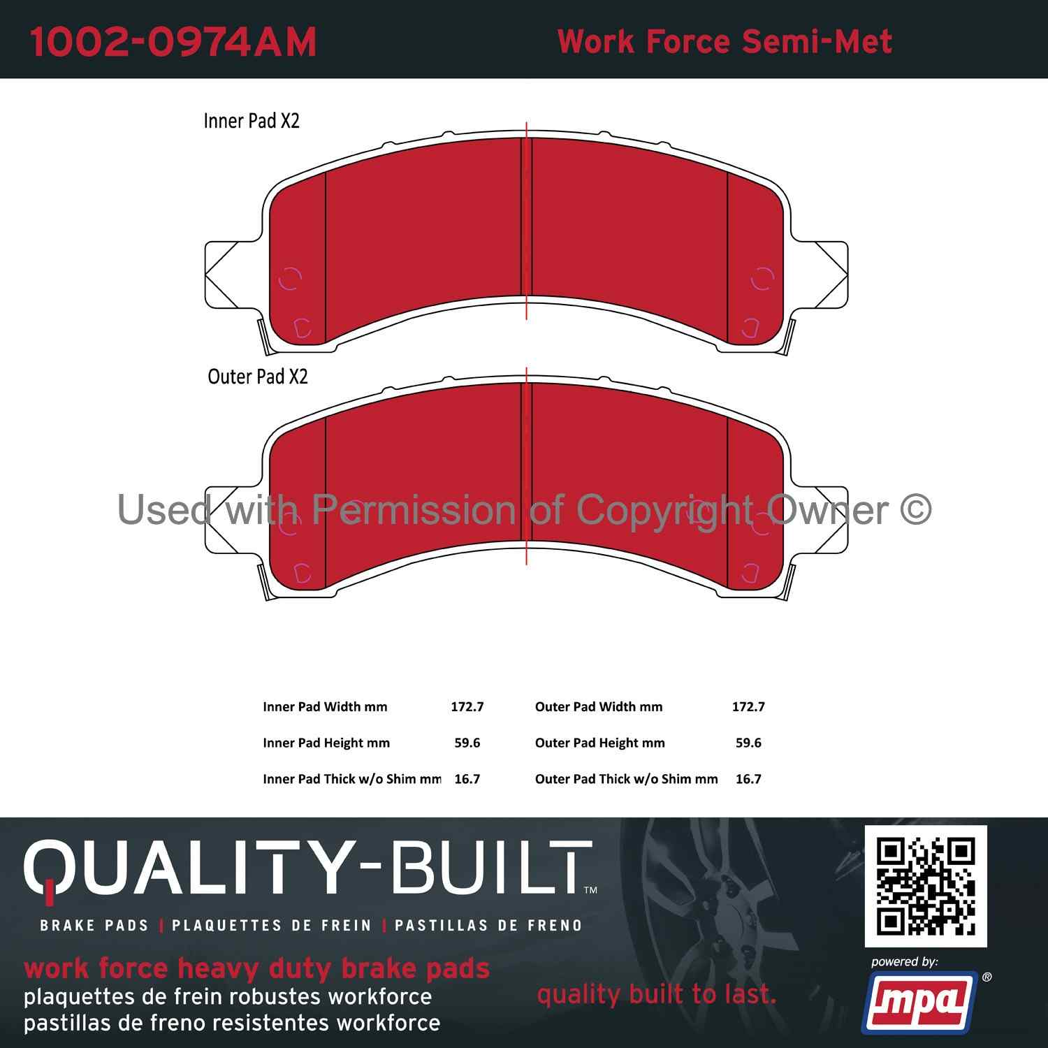 Other View of Rear Disc Brake Pad Set MPA 1002-0974AM