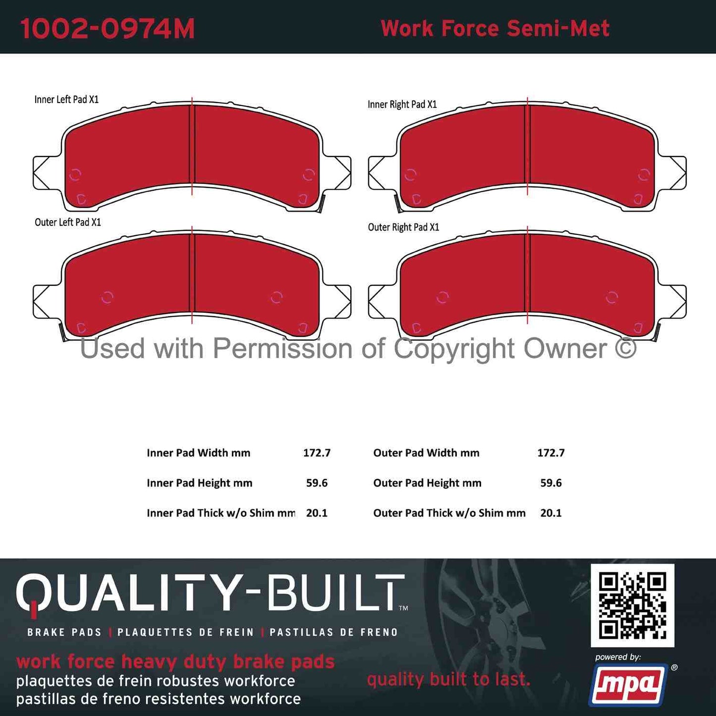 Other View of Rear Disc Brake Pad Set MPA 1002-0974M