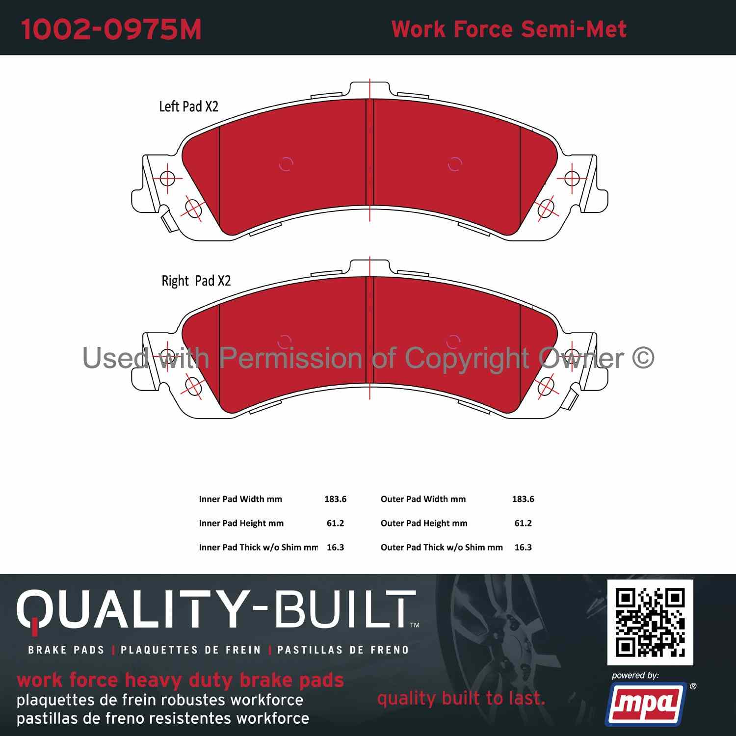 Other View of Rear Disc Brake Pad Set MPA 1002-0975M