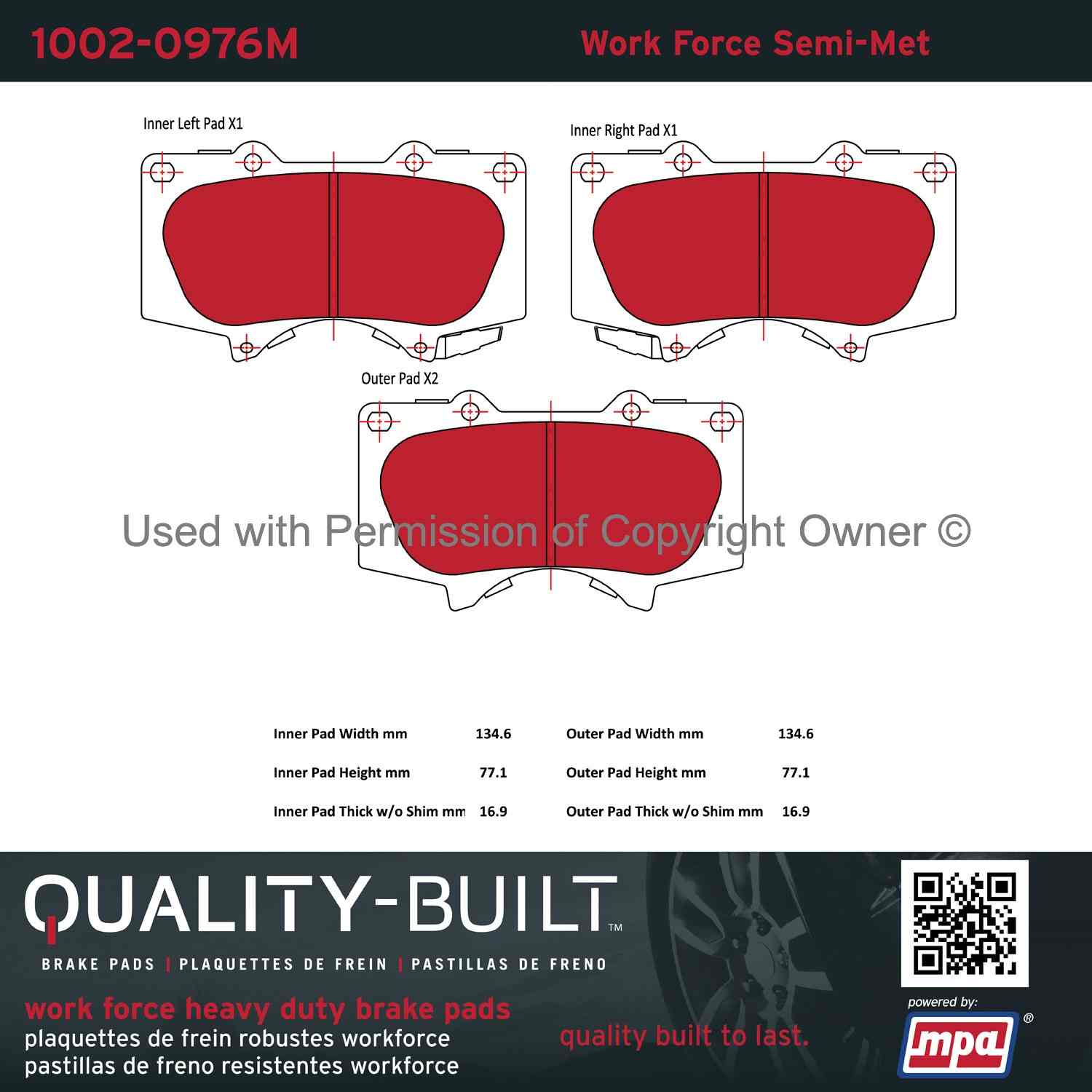 Other View of Front Disc Brake Pad Set MPA 1002-0976M