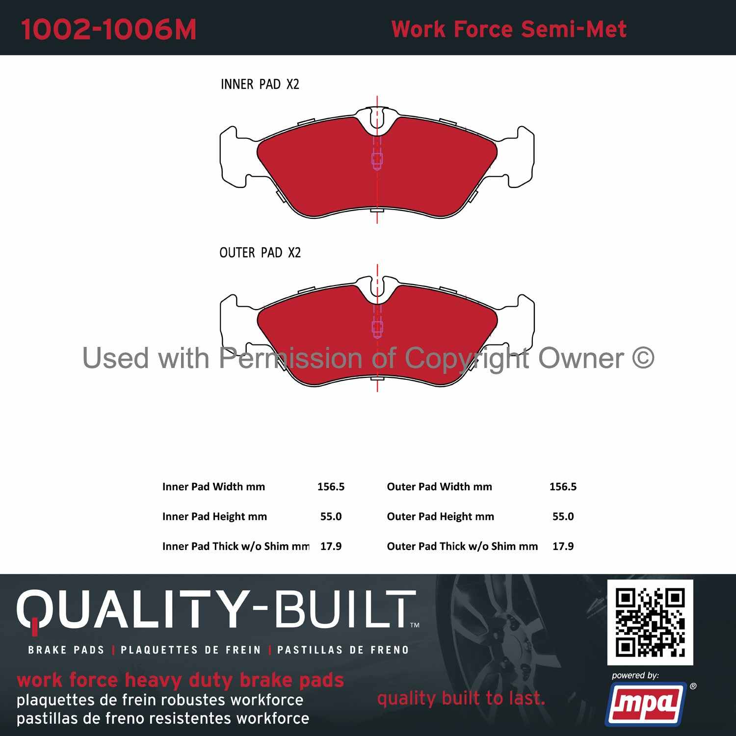 Other View of Rear Disc Brake Pad Set MPA 1002-1006M