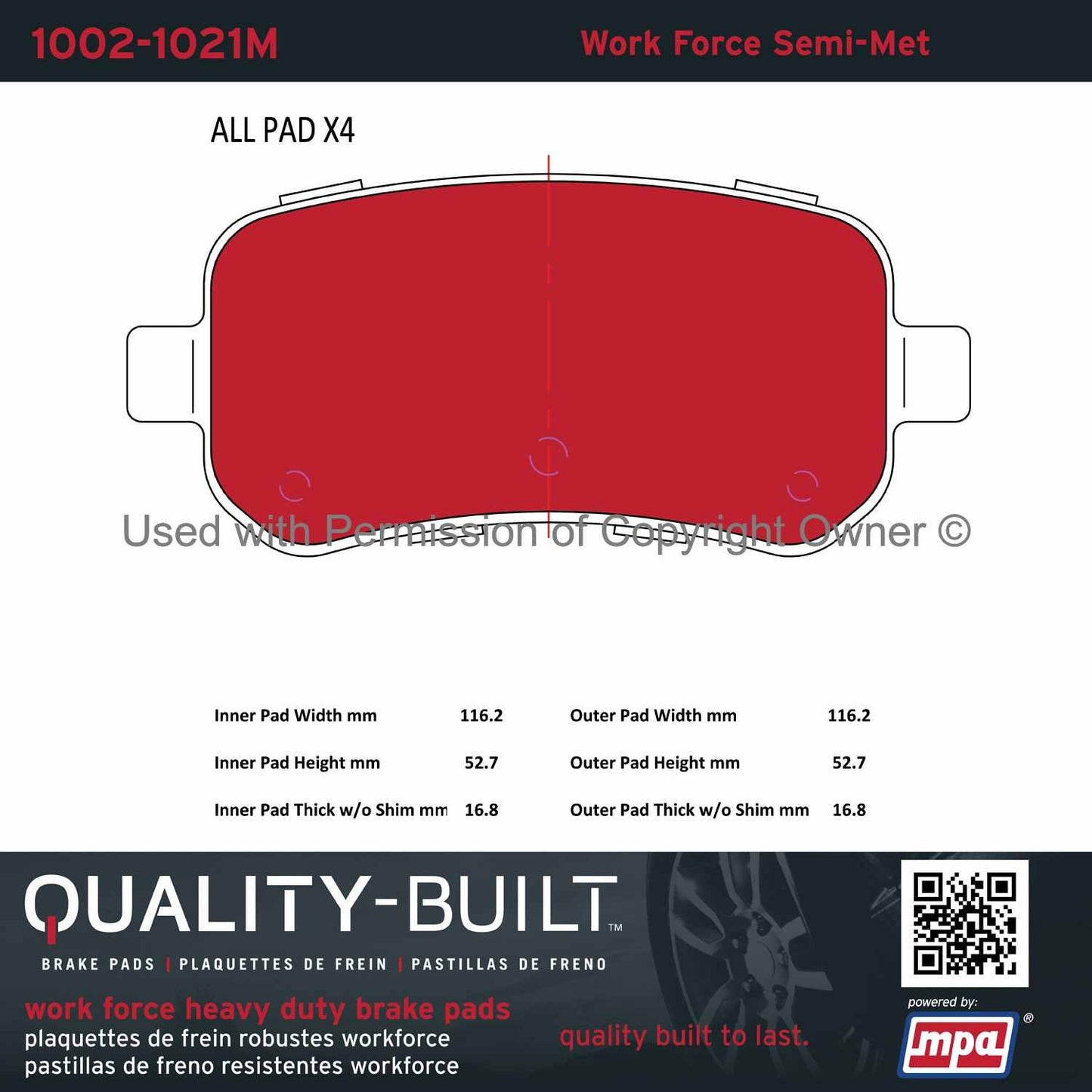 Other View of Rear Disc Brake Pad Set MPA 1002-1021M