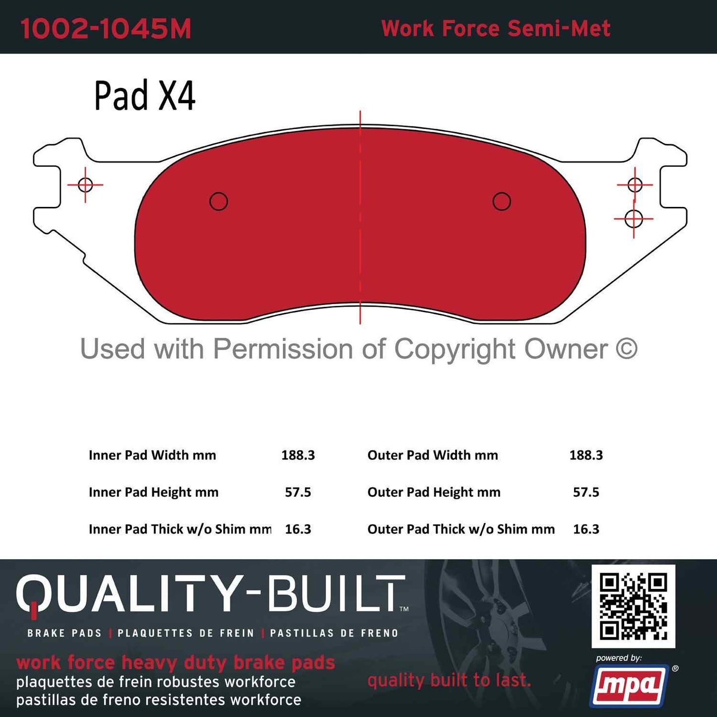 Other View of Front Disc Brake Pad Set MPA 1002-1045M