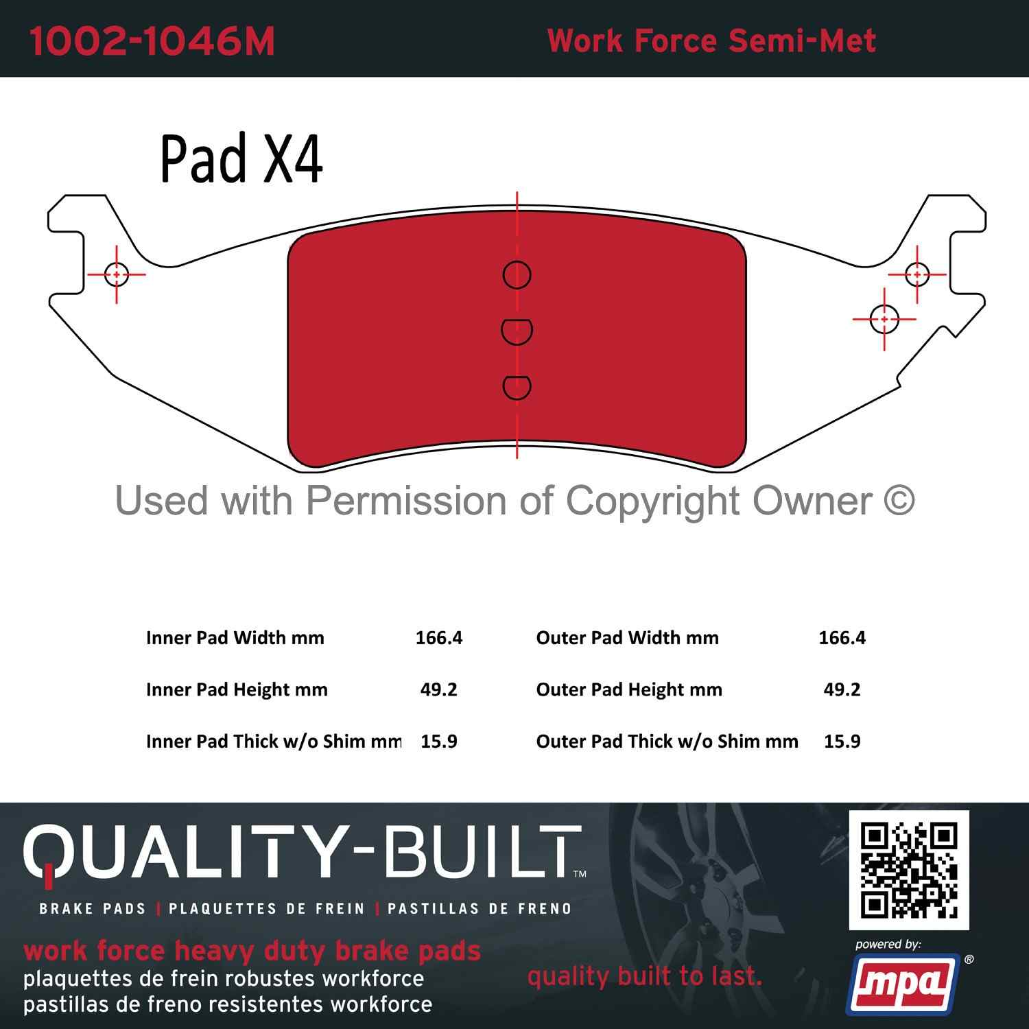 Other View of Rear Disc Brake Pad Set MPA 1002-1046M